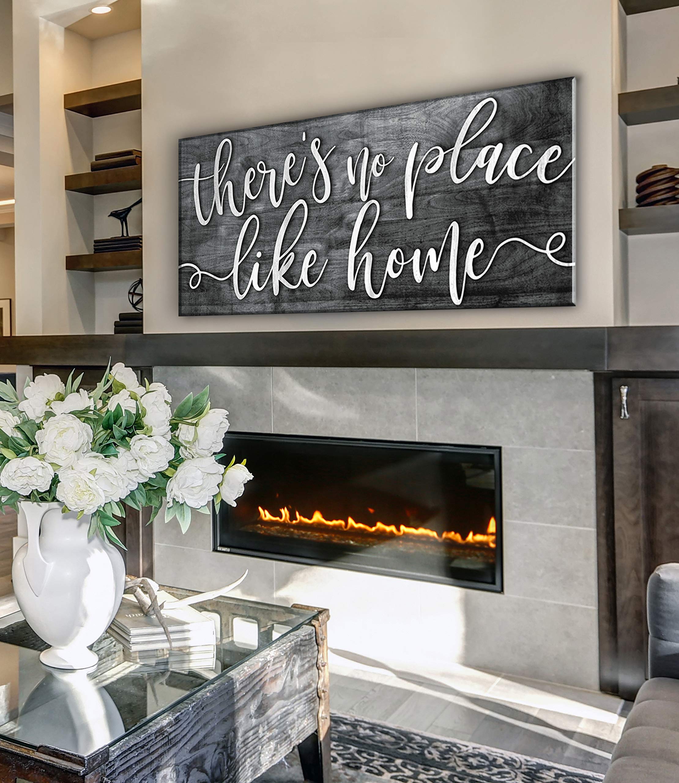 Rustic Home Wall Decor - No Place Like Home V2 for Living Room (Grey, 42x19)