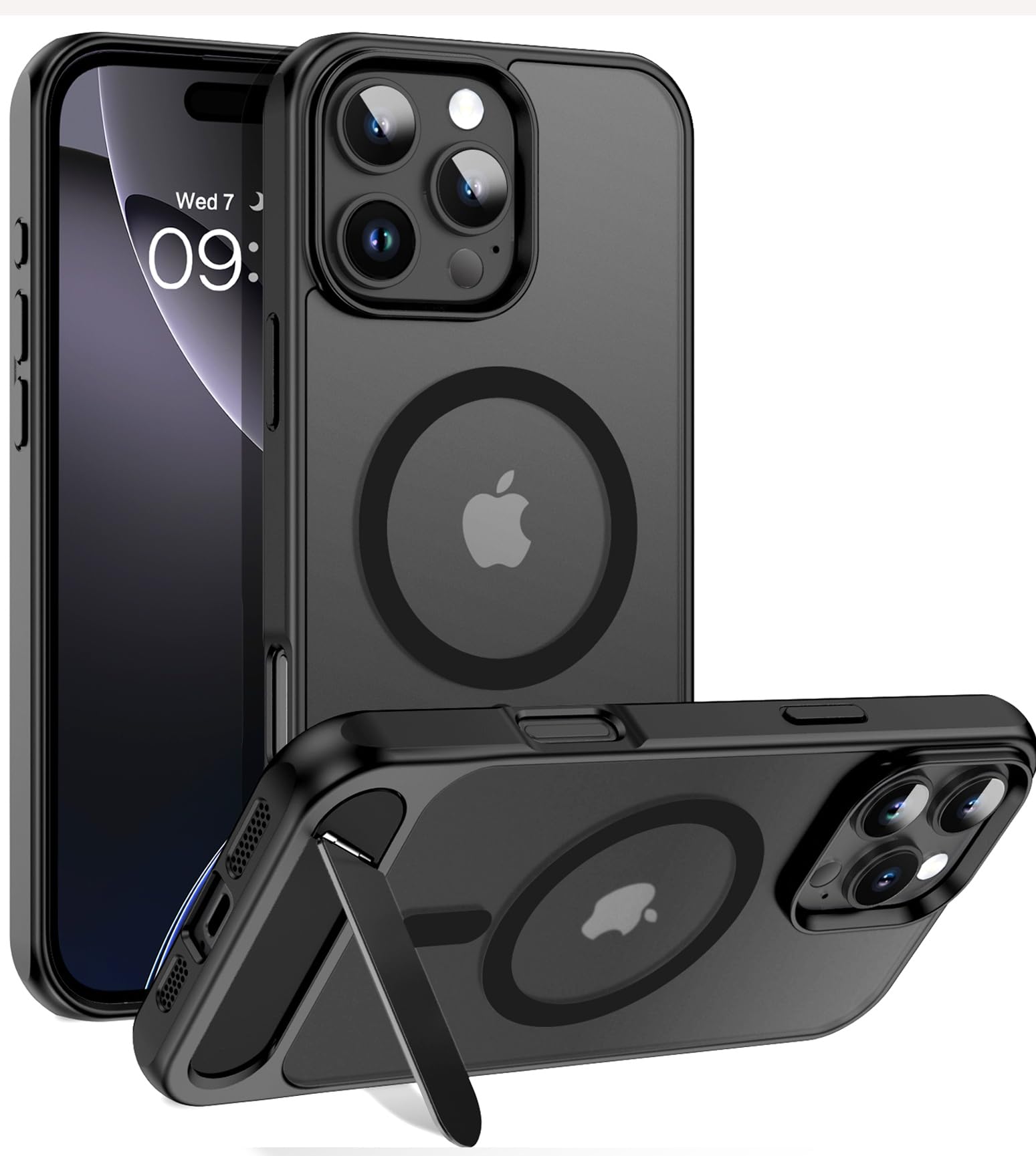 Magnetic iPhone 16 Pro Case with Invisible Kickstand | MagSafe Compatible | Military-Grade Shockproof | Slim Matte Translucent Cover for iPhone 16 Pro 6.3