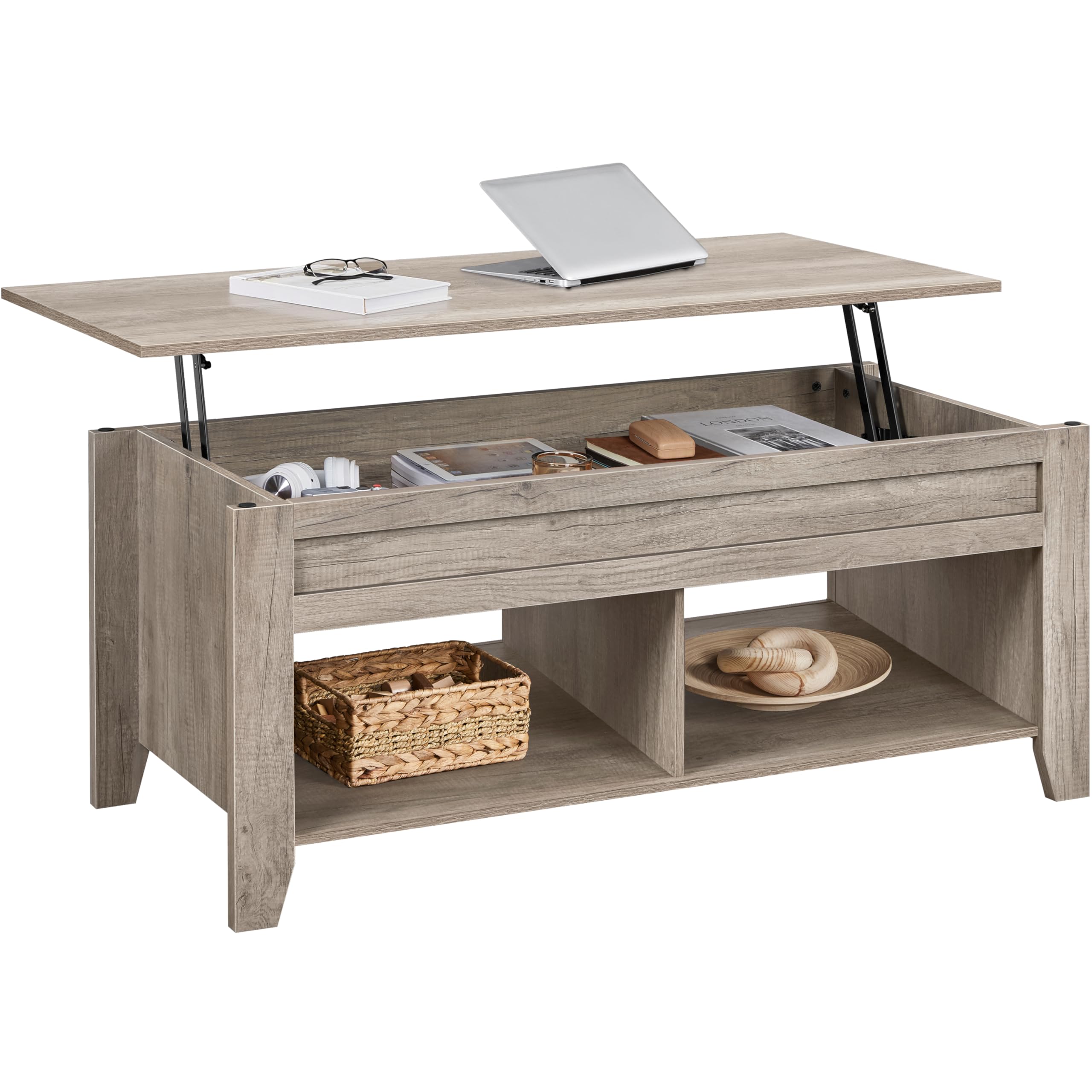 Yaheetech Lift Top Coffee Table with Hidden Storage & Lower Shelf - 47.5