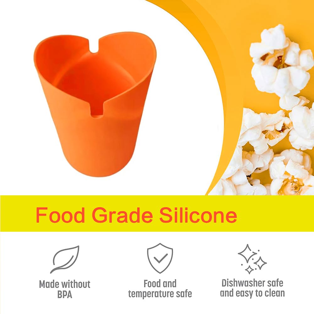 Original Microwave Popcorn Popper - Reusable Silicone Popcorn Maker with Collapsible Bowl | BPA-Free, Oil-Free Hot Air Popcorn Container (Orange, 1-Pack) - Perfect for Movie Nights, Parties & Healthy Snacking
