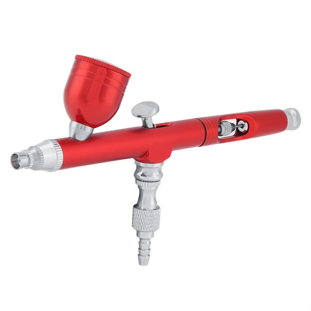 Professional Airbrush Kit - 0.3mm Nozzle Paint Spray Gun with Mini Air Compressor & Cup for DIY, Crafts, Automotive, and Home Improvement Projects (Red)