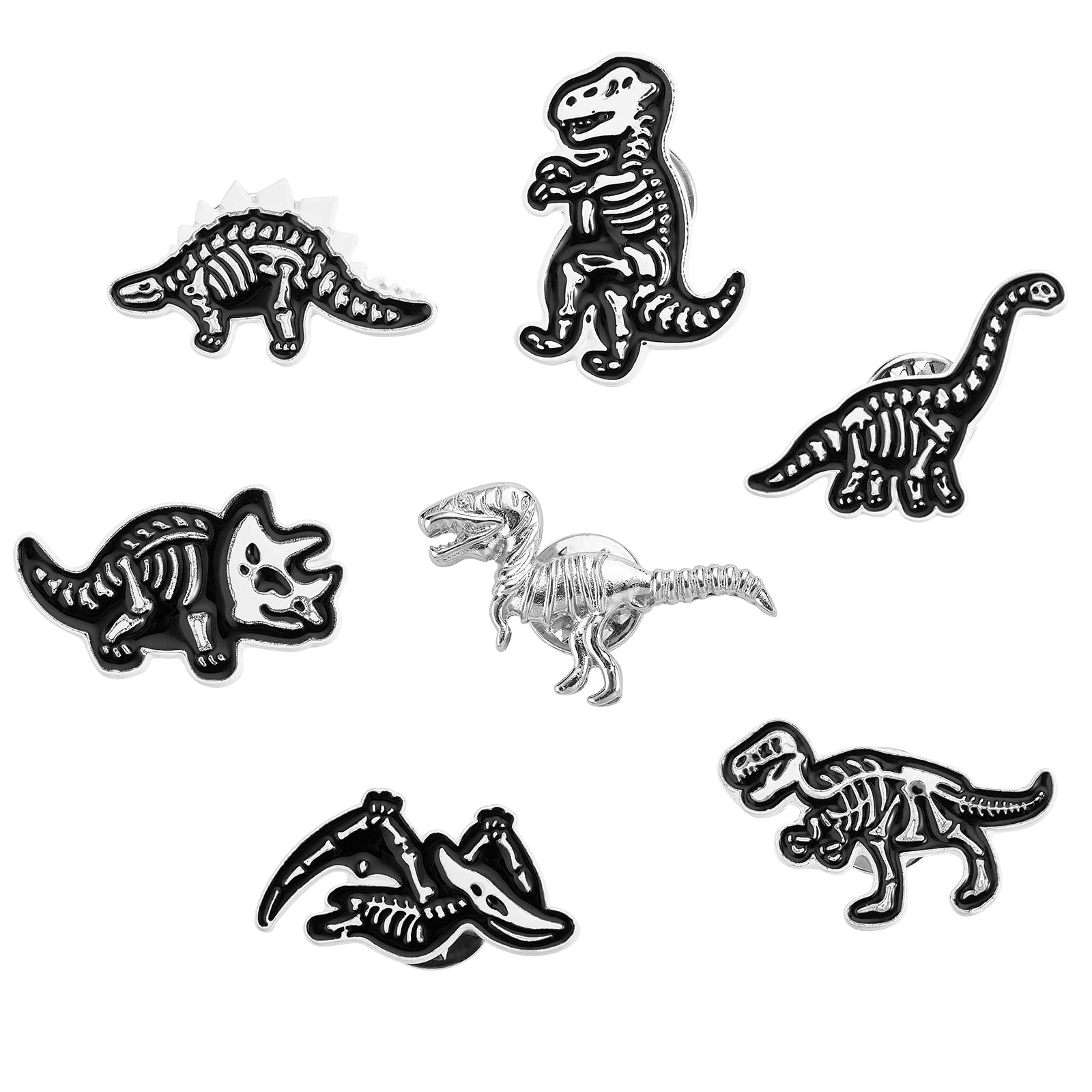 Ornaland 5Pcs/7Pcs Dinosaur Brooch Pins - Enamel Skeleton Dinosaur Lapel Pins Set for Backpacks, Hats, Bags & Jackets - Cute Animal Accessories for Kids, Gifts & Collectors (Perfect for School, Parties & Fashion Outfits)