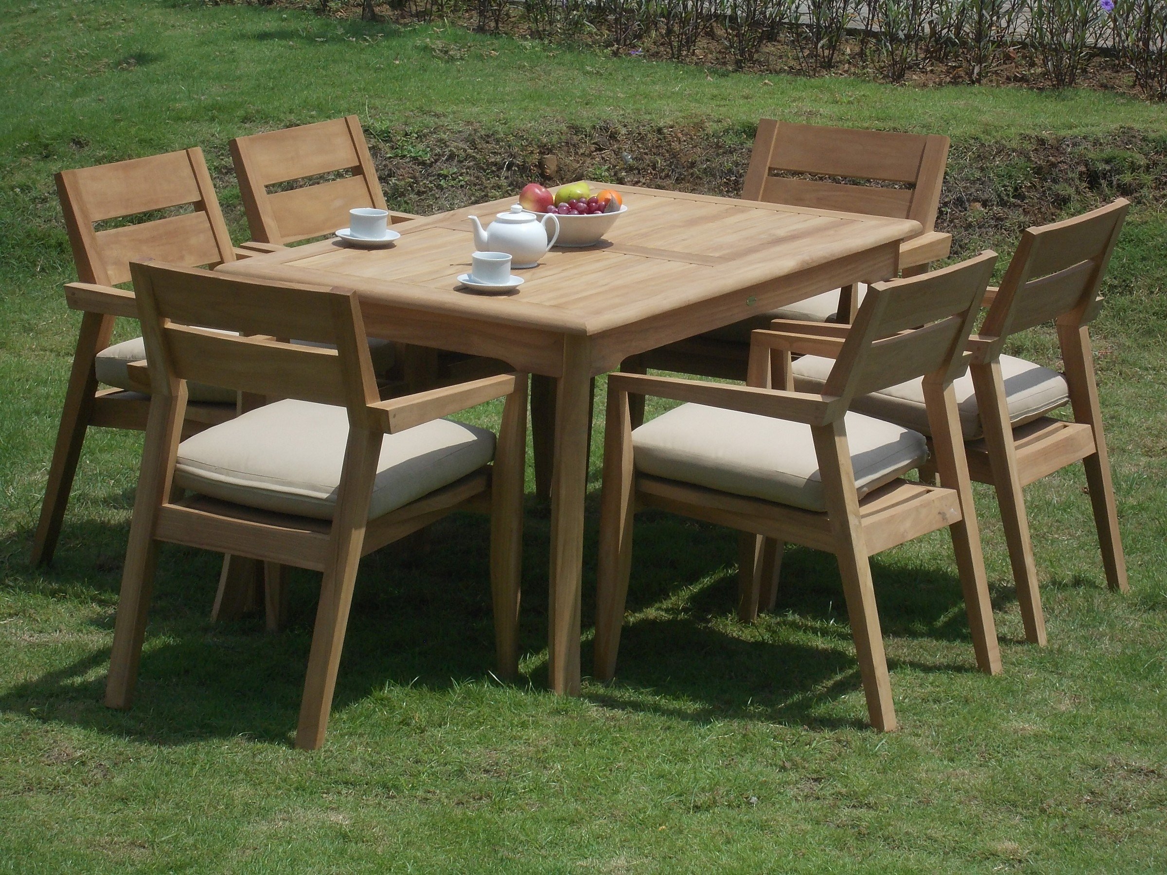 Premium 7-Piece Teak Wood Dining Set - 60