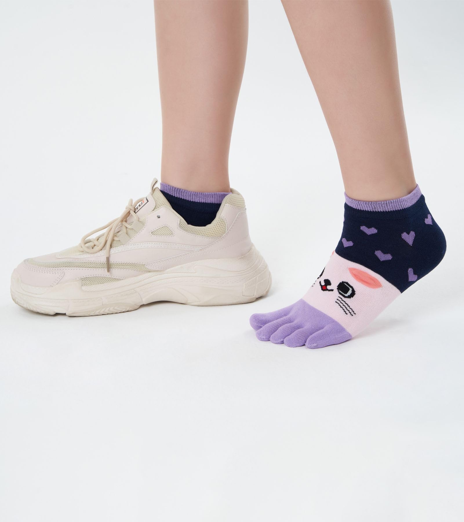 Breathable Women's Low Cut Toe Socks - 5/6 Pack Cotton Ankle Running Socks for Yoga, Gym & Casual Wear