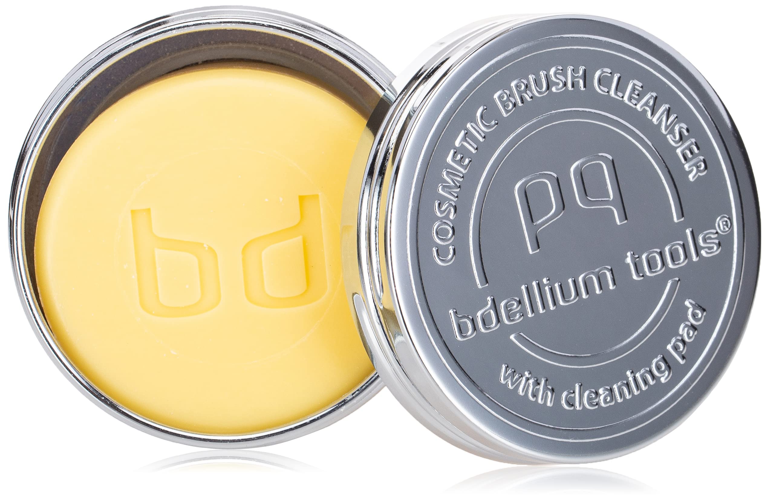 Bdellium Tools 固体化妆刷清洁皂 - 柠檬柑橘香型（黄色）带清洁垫，适用于专业化妆刷深度清洁与日常护理