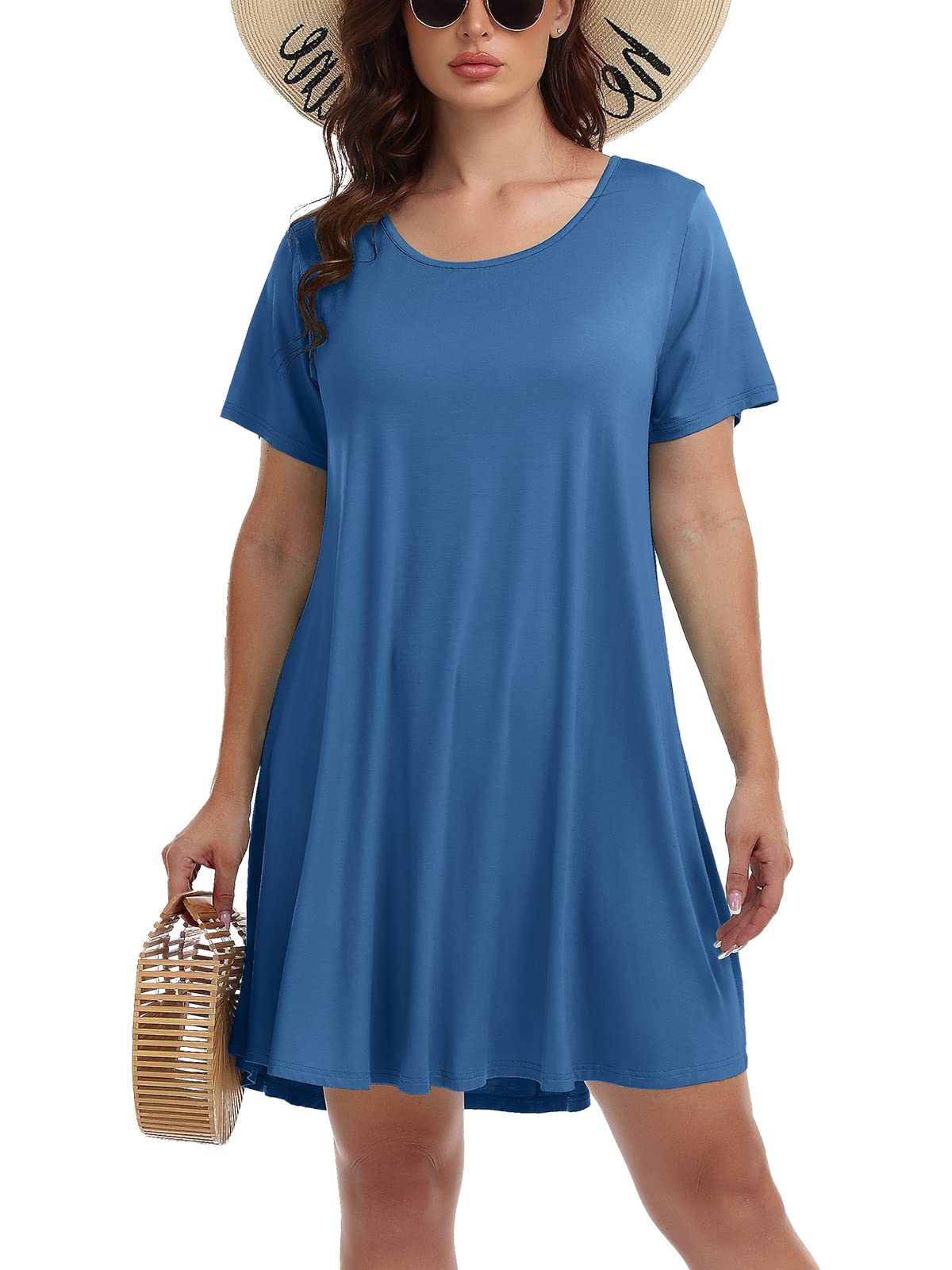 BELAROI Women's Summer Casual T-Shirt Dress - Short Sleeve Swing Tunic Dress for Beach, Vacation & Everyday Wear | Flowy Comfort Outfit
