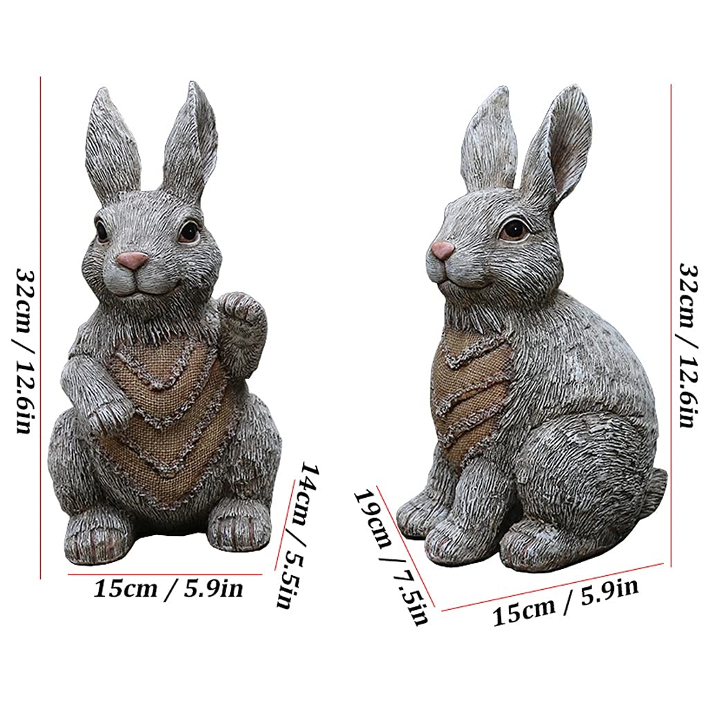 Realistic Rabbit Garden Statue - Outdoor Animal Sculpture Decor for Lawn, Balcony & Terrace - Perfect for Patio, Yard & Garden Decorations
