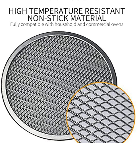 WSHA 5-Pack Aluminum Pizza Screens - Nonstick Baking Pans for Oven & BBQ (7,8,10,12,14,16 Inch) - Perfect for Home Pizza Making, Restaurant Use & Outdoor Grilling