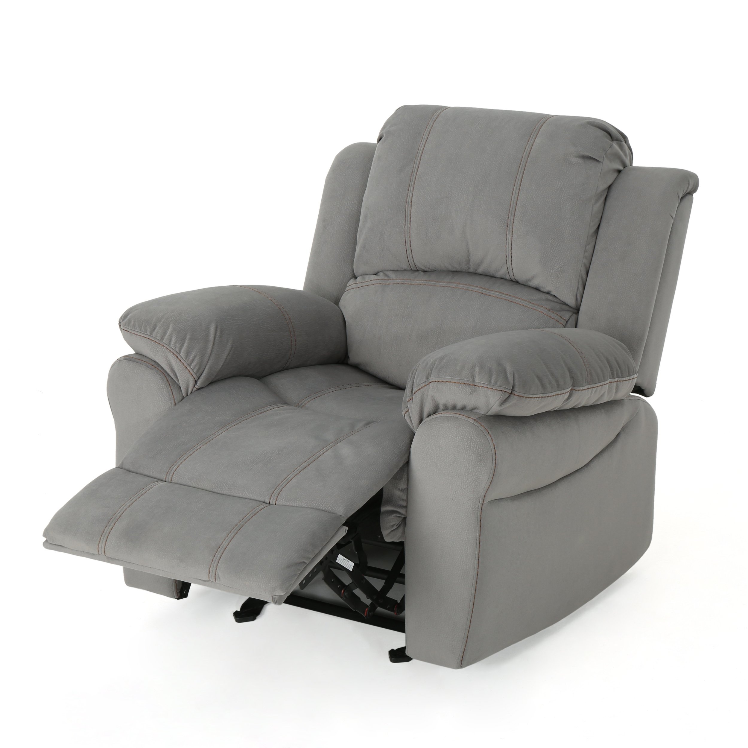 Christopher Knight Home Edwin Recliner - Grey & Black Fabric Reclining Chair with Comfortable Padding | Perfect for Living Room, Home Theater & Office Relaxation