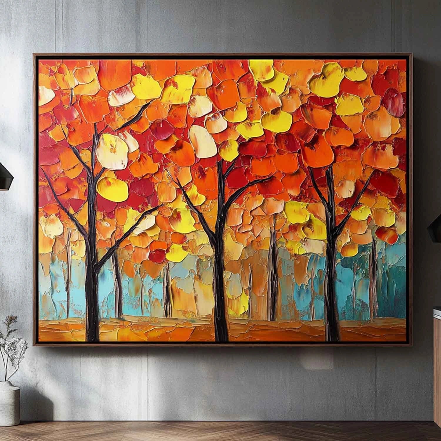 Beautiful Flower and Tree Canvas Painting #FT155 - Perfect for Home Decor, Living Room, Bedroom & Office Wall Art