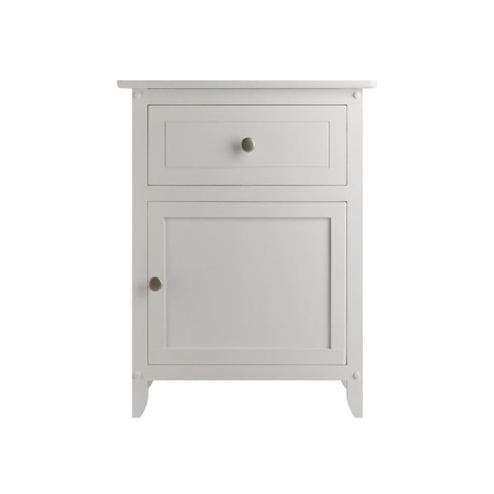 Modern White Wooden Nightstand with Drawer - Pemberly Row Bedside Accent Table for Bedroom, Living Room & Office Storage