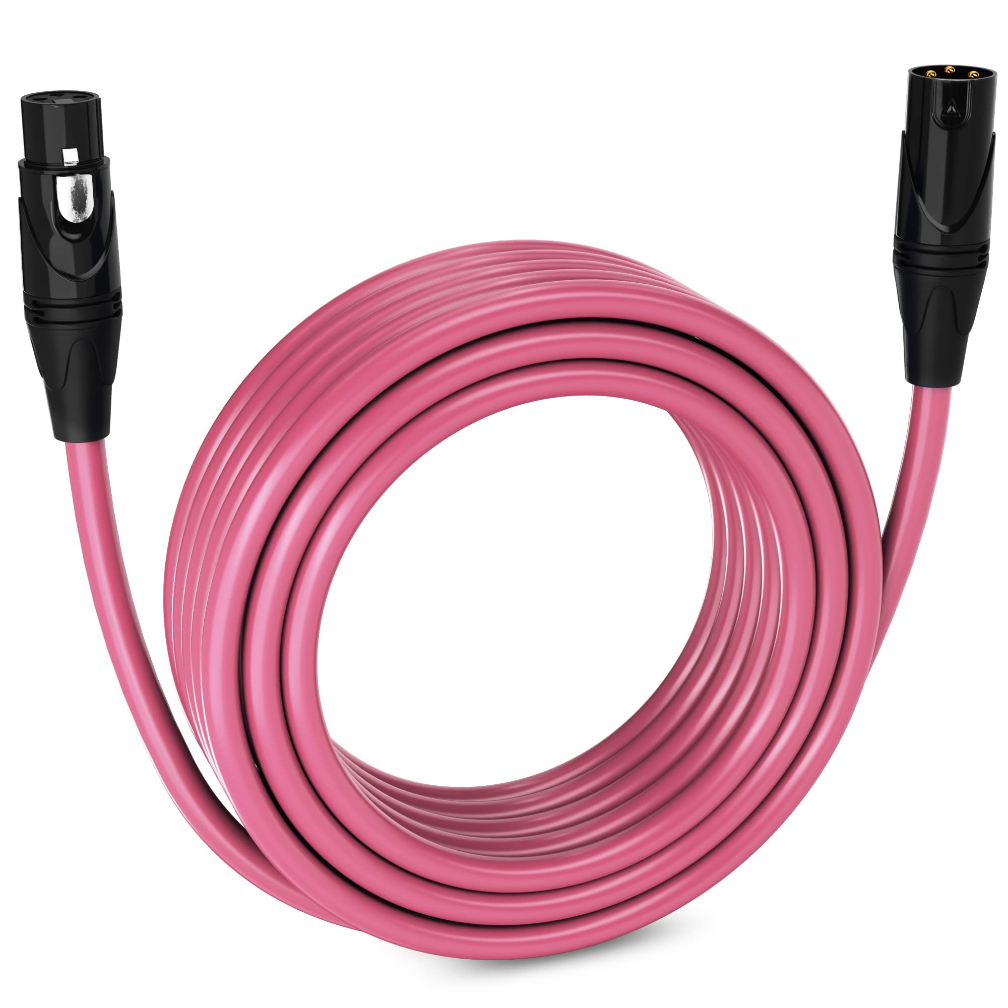 LyxPro 50ft XLR Microphone Cable Balanced Male to Female 3-Pin Mic Cord for Powered Speakers, Audio Interfaces & Pro Audio Equipment - Professional Studio Recording, Live Performances, DJ Setup - Durable Pink Cable for Clear Audio Transmission