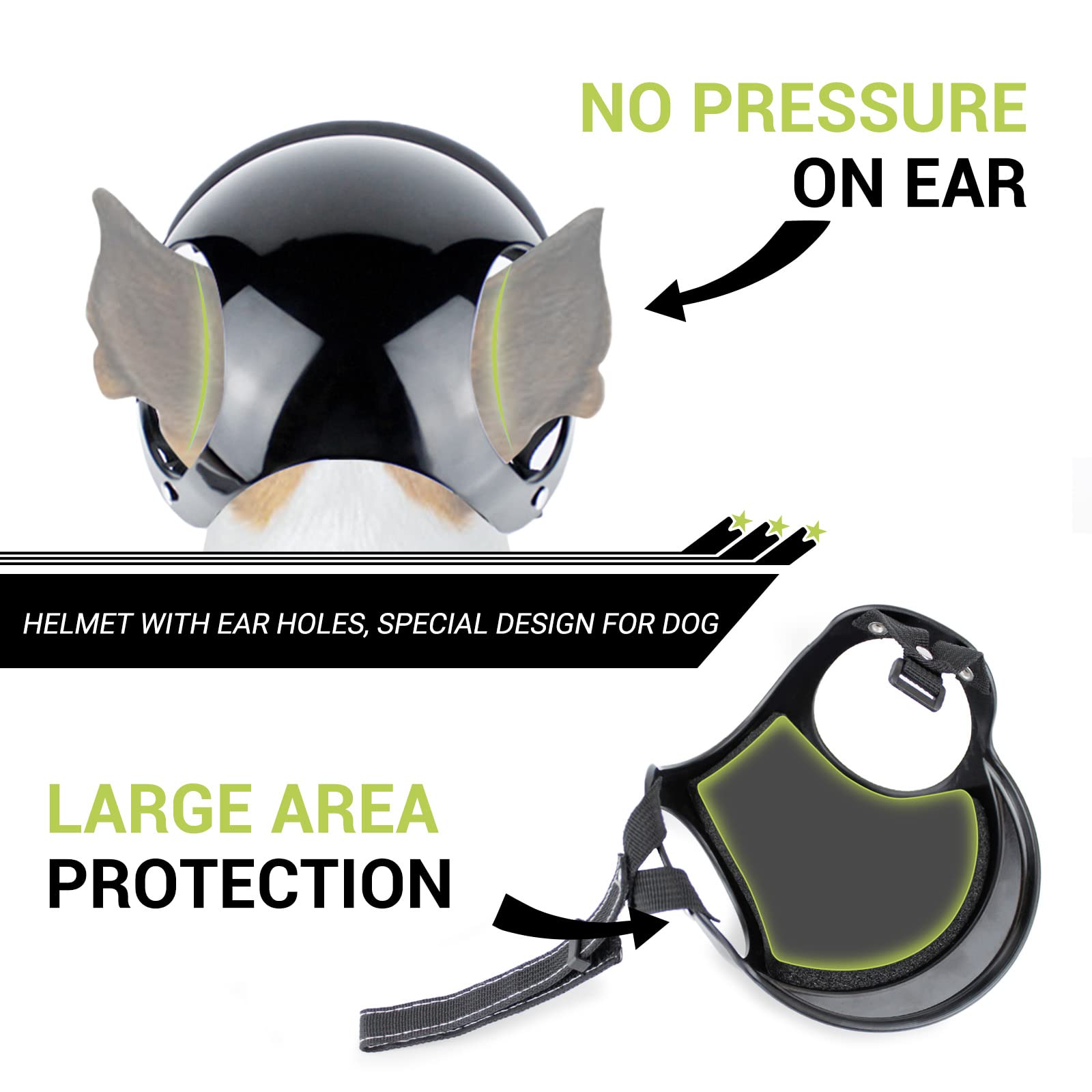 LESYPET Small Dog Helmet with Ear Holes & Adjustable Strap - for Outdoor Riding Safety