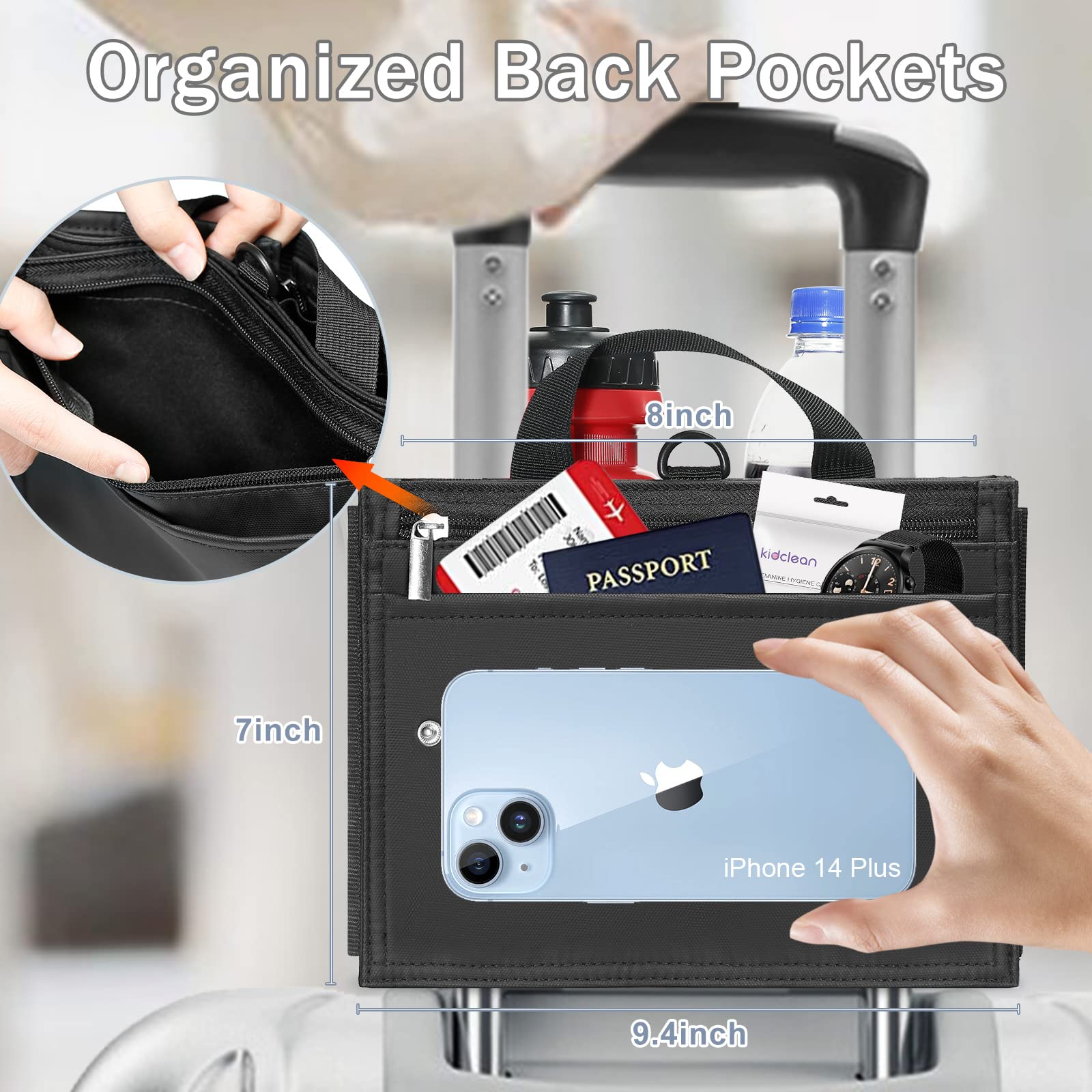 Portable Foldable Luggage Cup Holder - Travel Drink Caddy with Handle for Suitcase, Fits Roll On Luggage - Perfect for Flight Attendants & Travel Accessories (Black) - Ideal for Airports, Road Trips & Commuting