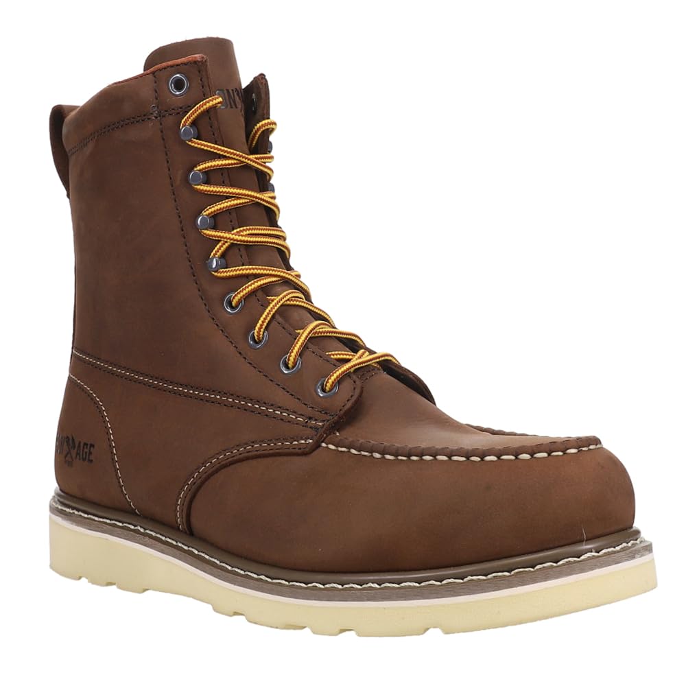 Iron Age Men's 8-Inch Steel Toe Work Boots - Electrical Hazard Safety Shoes, Brown - Durable & Comfortable for Construction, Warehouse & Outdoor Work
