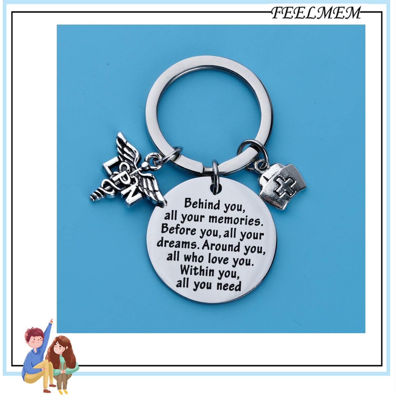 FEELMEM LPN Graduation Gift - Engraved Keychain for Licensed Practical Nurses | Thoughtful Nursing School Gift for Graduation, Appreciation & Memories | Perfect for Clinicals, Work Badge & Daily Inspiration