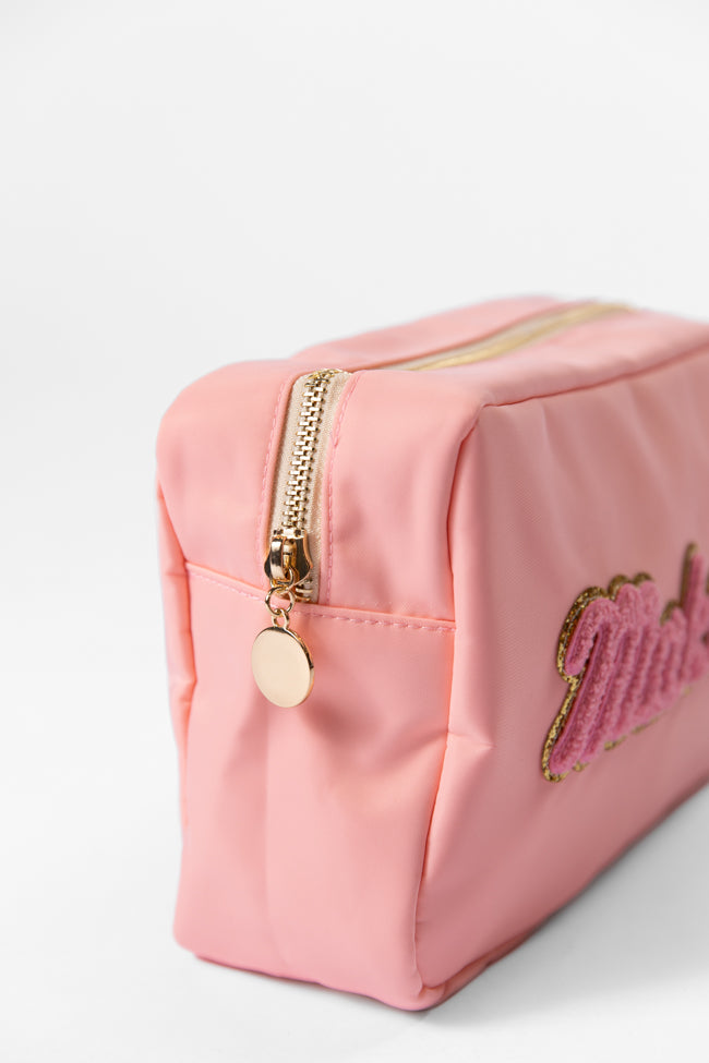 Pink Makeup Travel Pouch - Waterproof Cosmetic Bag for Women | Perfect for Travel, Gym & Daily Organization (FINAL SALE)