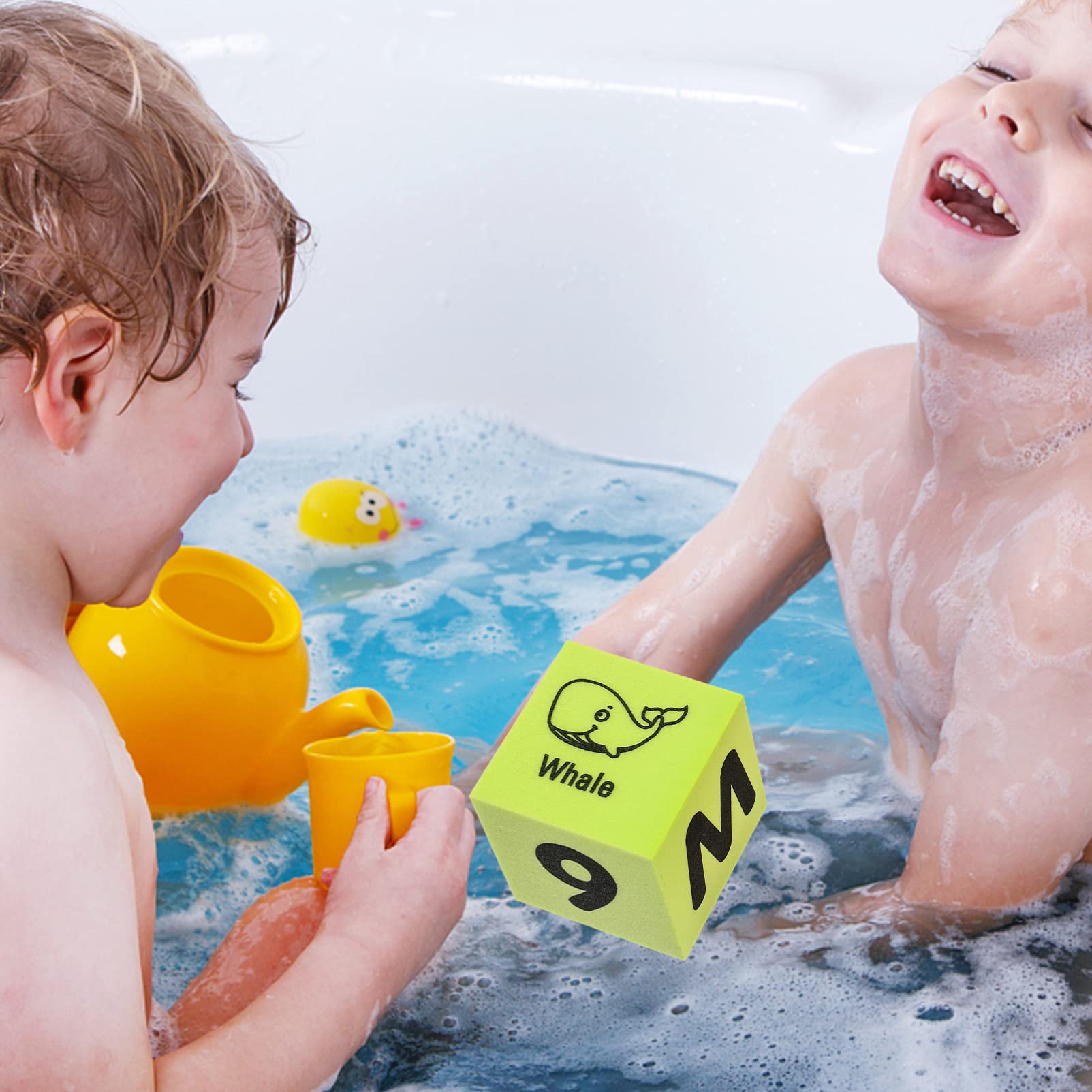 VICASKY 120 Pcs Kids Bath Toys - Foam Building Blocks with ABC Letters, Fun Pool & Shower Toys for Toddlers, Safe Floating Educational Play for Bathtime, Swimming & Learning Alphabet