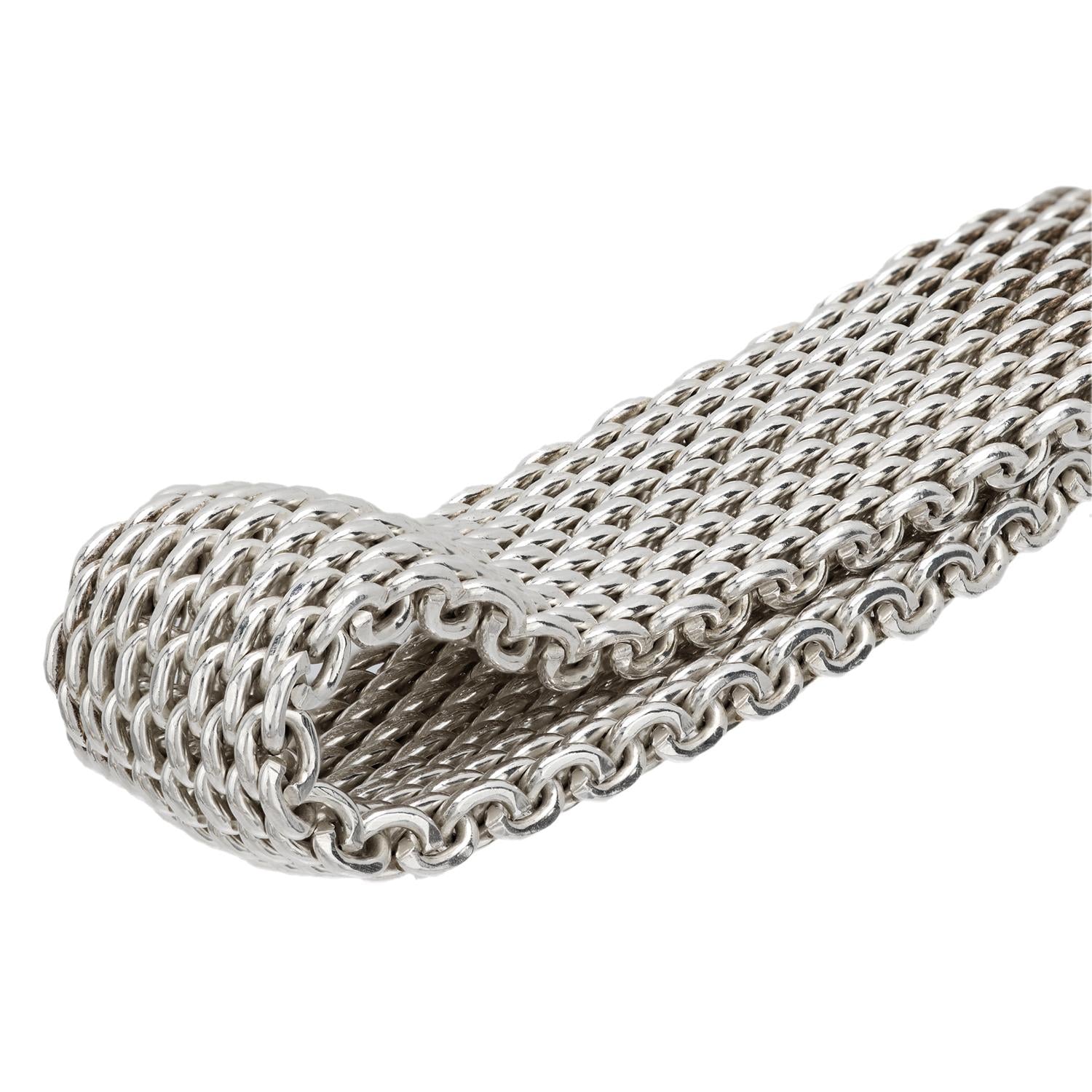 Vintage Tiffany & Co. Sterling Silver Mesh Bracelet for Women - Elegant Estate Jewelry Gift for Birthday, Anniversary & Special Occasions