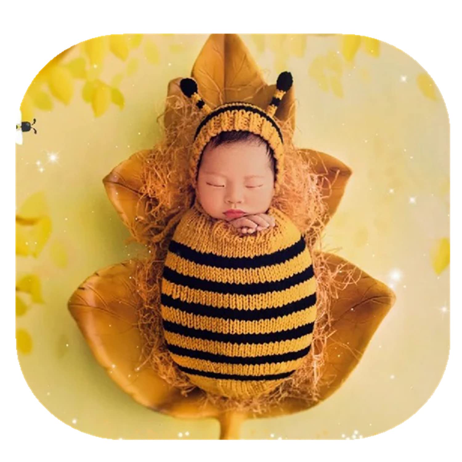 Adorable Bee-Themed Newborn Baby Photo Props Set - Bonnet Hat & Sleeping Bag for Boys & Girls - Perfect for Monthly Milestone Photography & Nursery Decor