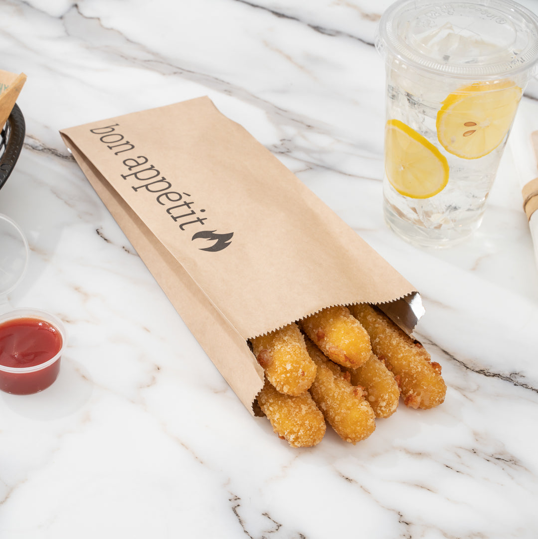 Eco-Friendly Kraft Paper Foil Bags with Bon Appetit Print - Pint Size (4.5