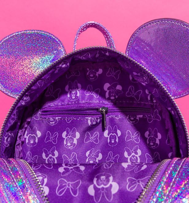 Loungefly Disney Minnie Mouse Crossbody Bag for Women - Sparkly Double Strap Purse - Perfect for Theme Parks, Shopping & Everyday Use