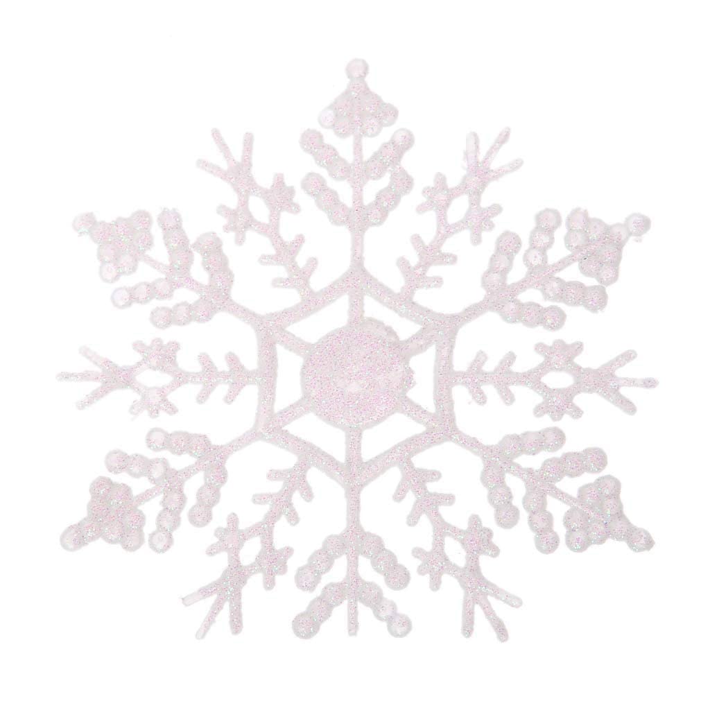 4 Inch Christmas Glitter Snowflake Ornaments - 12 Pack White Plastic Snowflake Decorations for Xmas Tree, Wedding, Party & Home Decor - Perfect for Holiday Decorating, Gift Wrapping & Festive DIY Projects