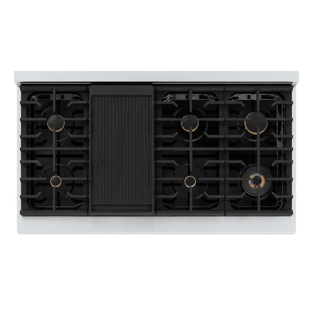 ZLINE Autograph Edition 48-inch Paramount 8-Burner Gas Rangetop with Porcelain Cooktop - Stainless Steel with Champagne Bronze Accents (SRTZ 48 CB) - Professional Kitchen Upgrade for Home Chefs & Culinary Enthusiasts