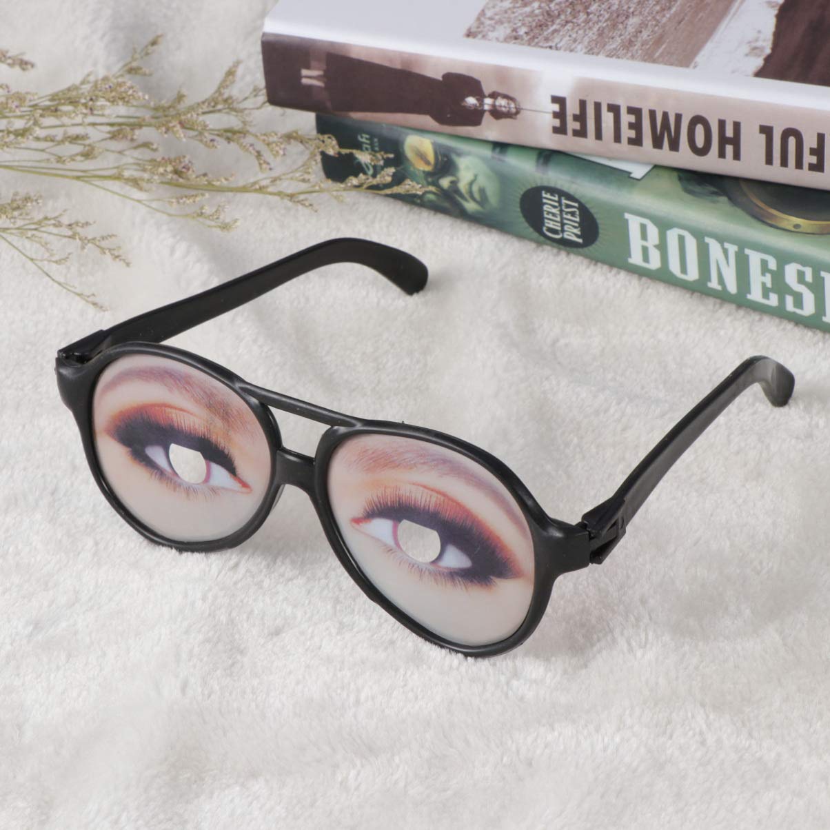 Funny Novelty Glasses with Eyes - 2PCS Disguise Costume Glasses for Adults, Halloween Party Accessories & Cosplay Props - Perfect for Costume Parties, Themed Events, and Pranks
