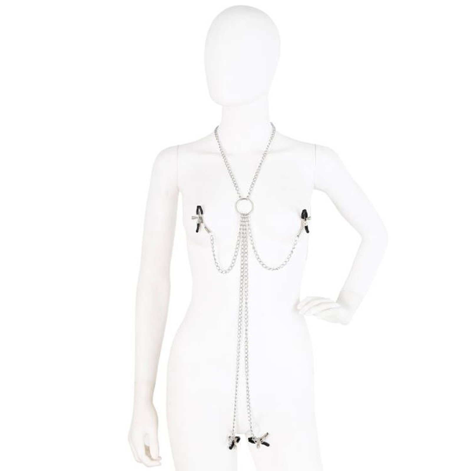 Adjustable Stainless Steel Body Chain Necklace - Non-Piercing Clip-On Body Jewelry for Women, Perfect for Festivals, Parties, and Beach Wear