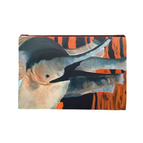 Elephant Print Cosmetic Makeup Bag - Large Zippered Travel Organizer for Makeup, Wallet, Phone & Pencils - Perfect for Travel, Work & Daily Essentials Storage