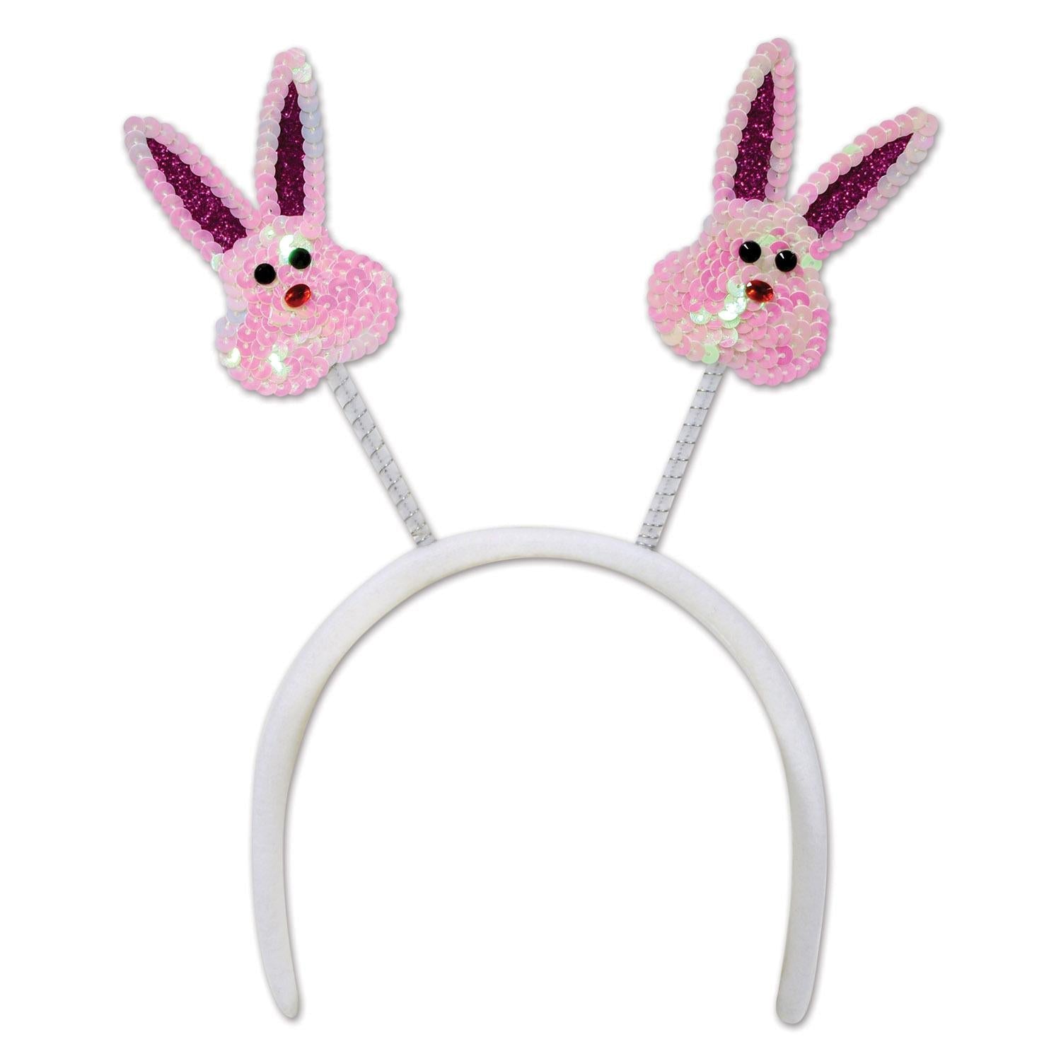 12 Pack Beistle Easter Sequined Bunny Boppers - Fun Easter Party Headbands for Kids & Adults - Perfect for Easter Egg Hunts, Spring Celebrations & Costume Parties