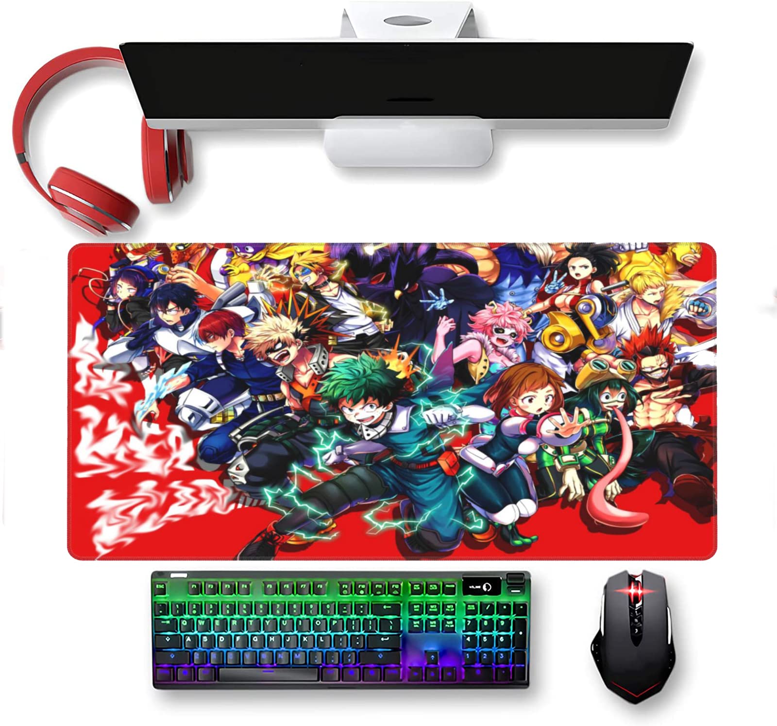 Anime Large Gaming Mouse Pad - Non-Slip Rubber Base for Office, Laptop & PC - 15.8x29.5 Inch Extended Desk Mat - Perfect for Gaming, Work & Home Office Setup