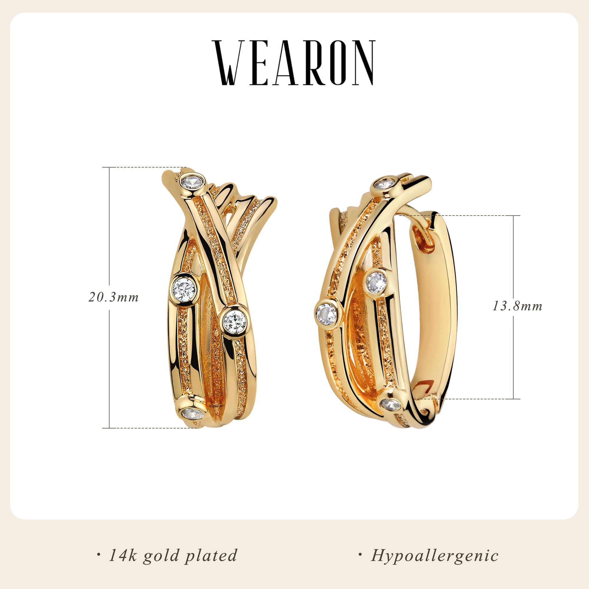 14K Gold Plated Huggie Hoop Earrings for Women - Hypoallergenic Twisted Chain Hollow Out Earrings - Fashion Jewelry Gift for Her - Perfect for Daily Wear, Parties & Special Occasions