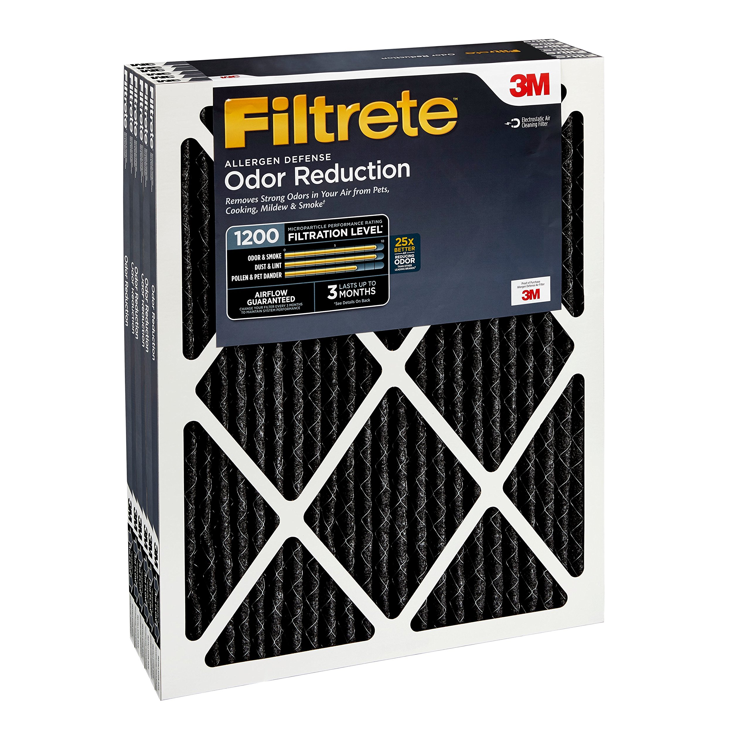 Filtrete 20x20x1 Air Filter MPR 1200 MERV 11 - 6 Pack Allergen Defense & Odor Reduction Pleated HVAC Filters (3-Month Replacement) for Home, Office & Bedroom Air Purification