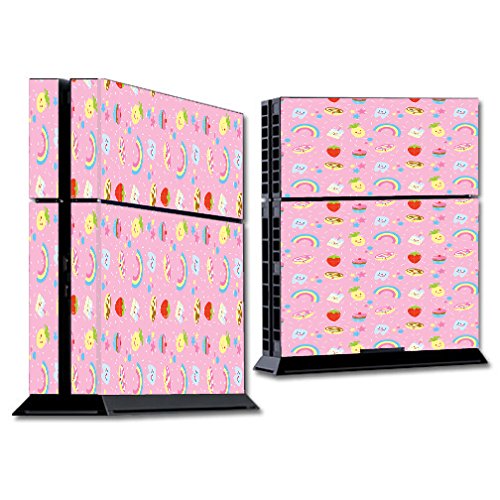 Custom Pink Rainbows Strawberry Vinyl Skin Decal Wrap for PS4 Sony Playstation Console - Protective & Stylish Gaming Accessory for Home Entertainment & Gaming Setups