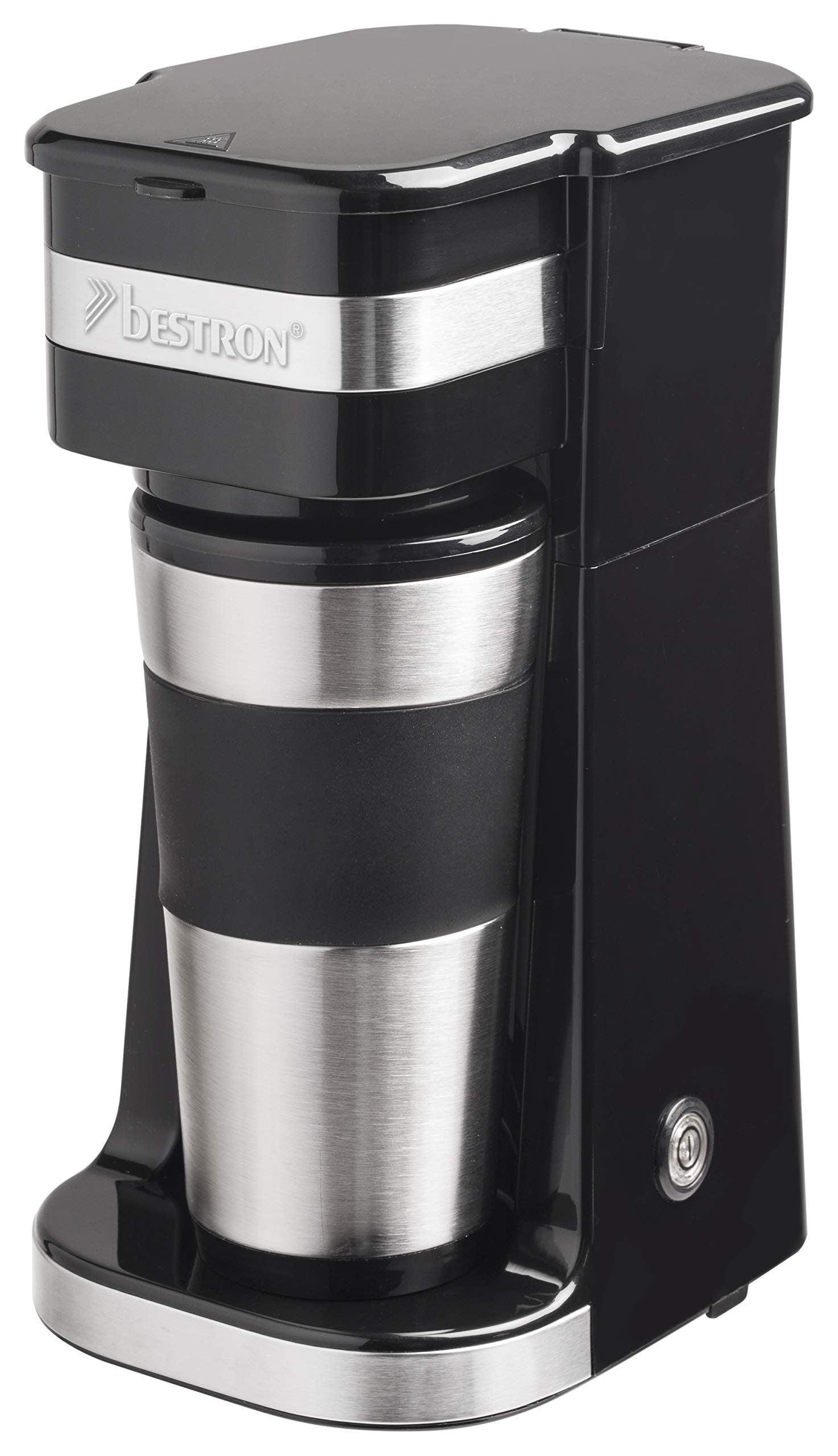 Bestron Stainless Steel Coffee Maker with Thermal Insulated Travel Mug - Perfect for Home, Office & Camping Use