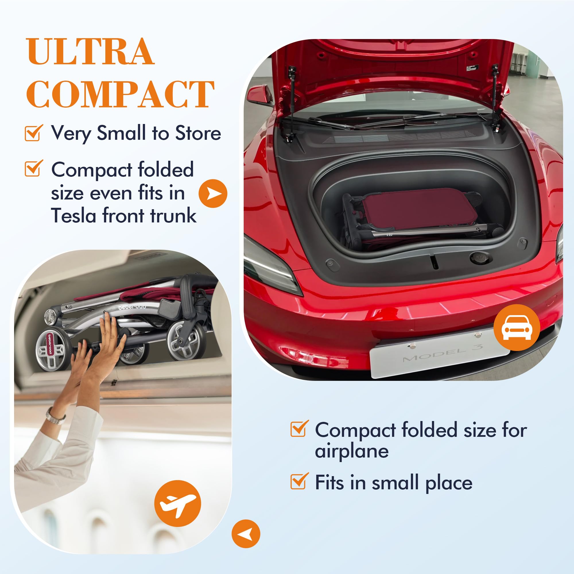 Beberoad Love R1 Auto-Folding Ultra Lightweight Travel Stroller for Airplane - Compact Baby Stroller for Infants & Toddlers (6-36 Months) - Only 11.5 lbs - Converts to Double Stroller - Red - Perfect for Air Travel, Shopping & Daily Outings