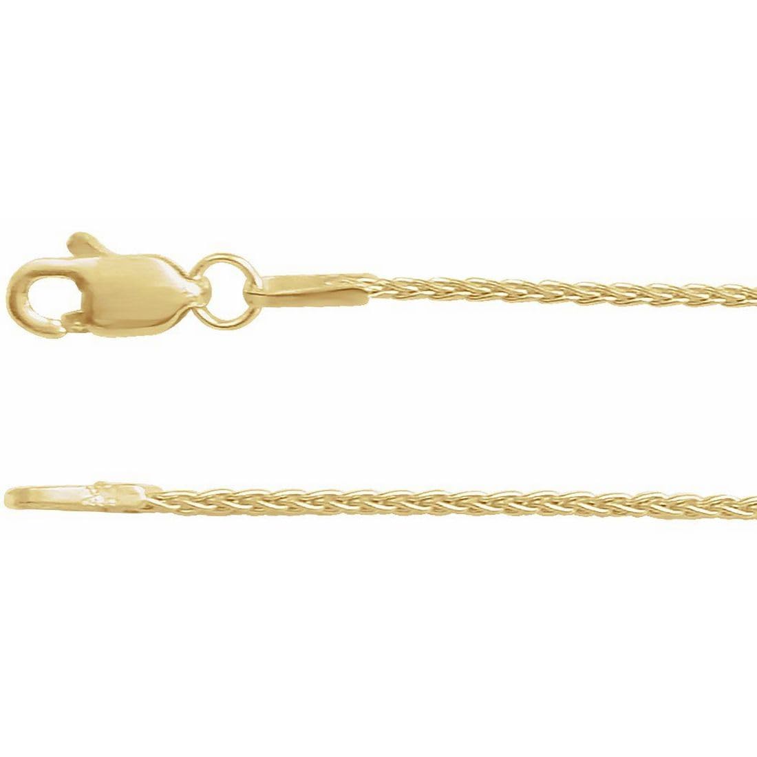 14K Yellow Gold 1mm Wheat Chain Necklace with Lobster Clasp - Dainty Unisex Jewelry for Everyday Wear, Gifts & Layering