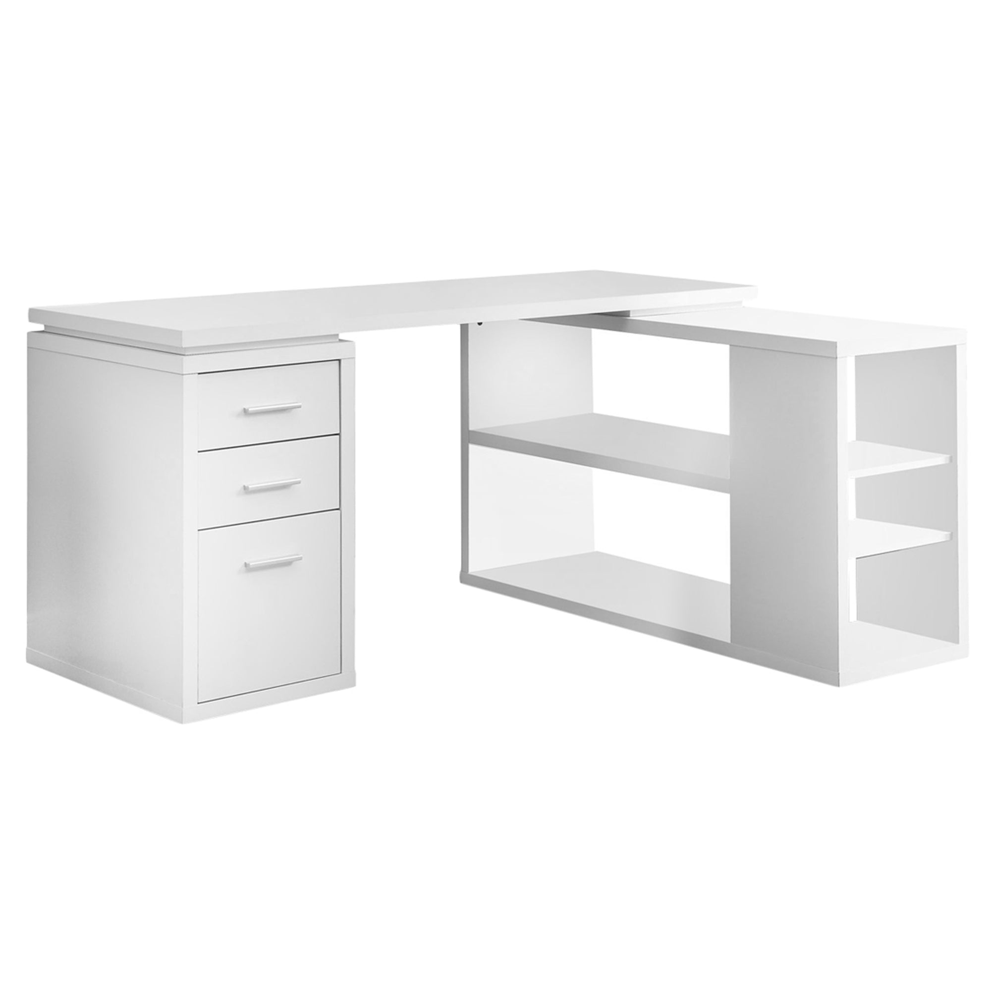 White Left or Right Facing Corner Desk for Home Office - Modern L-Shaped Workstation for Small Spaces & Productivity