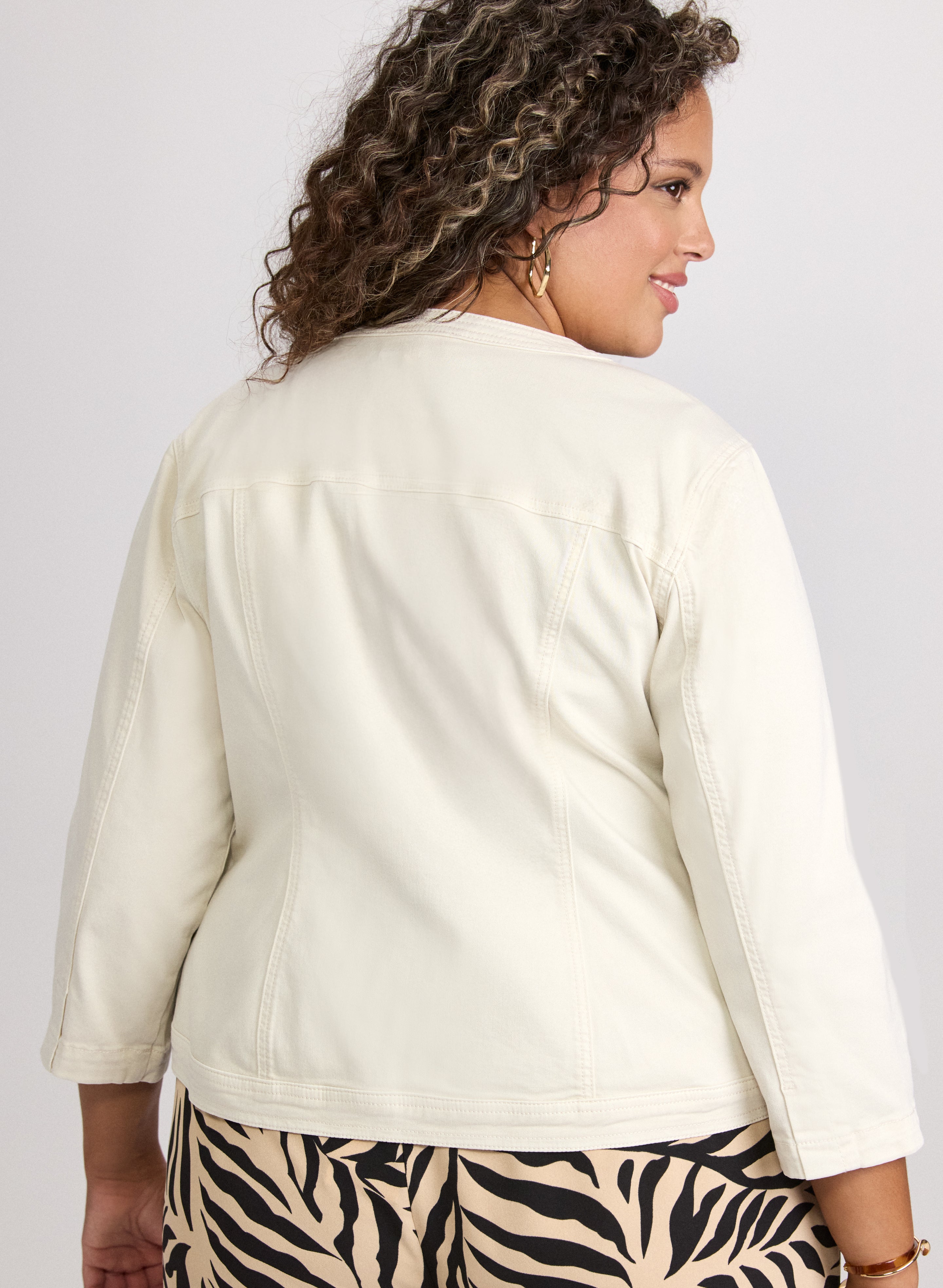 Women's 3/4 Sleeve Denim Jacket - Vintage Stretch Jean Jacket for Casual Outfits | Perfect for Spring, Fall & Layering