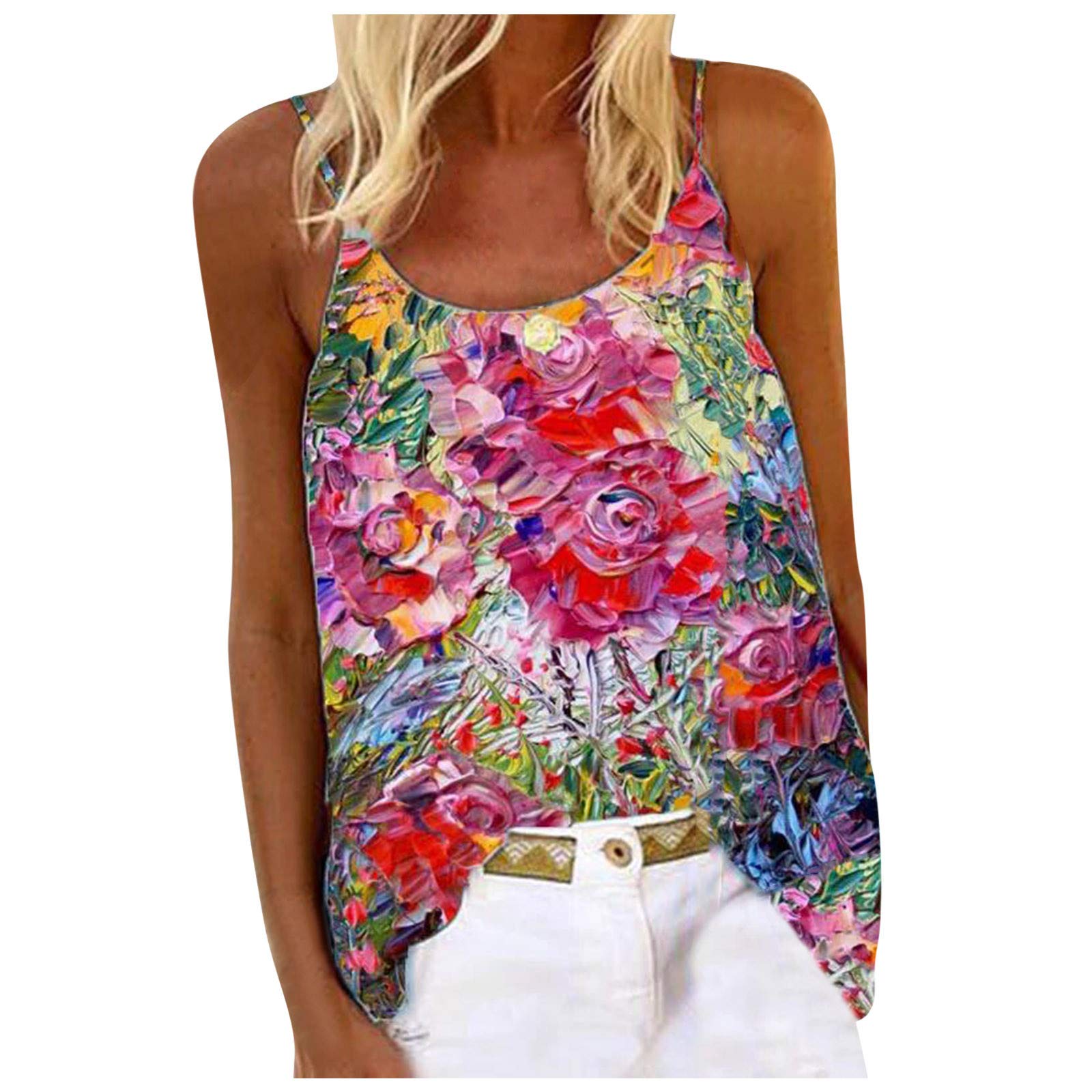 Stylish Sleeveless V-Neck Printed Vest Top for Women - Trendy Casual Blouse for Summer Outfits, Beach Wear & Layering
