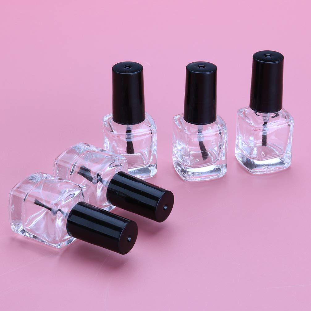 15-Piece Mini Glass Nail Polish Bottles Set - Empty Black & Transparent Nail Polish Containers for DIY Nail Art, Salon, and Home Manicure Use