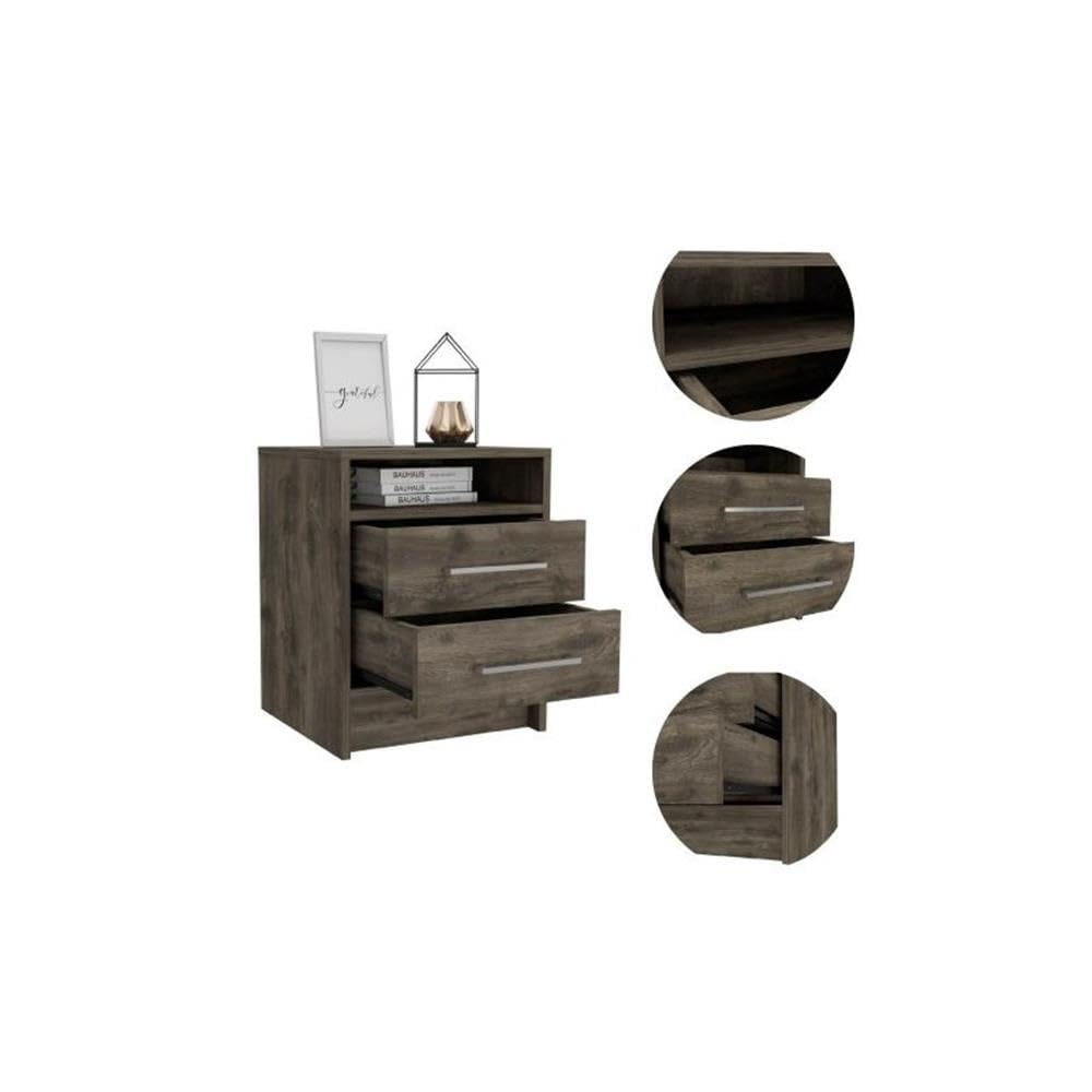 TUHOME Eter Nightstand - Modern Brown Engineered Wood Bedside Table with Drawer | Perfect for Bedroom, Guest Room & Small Space Furniture