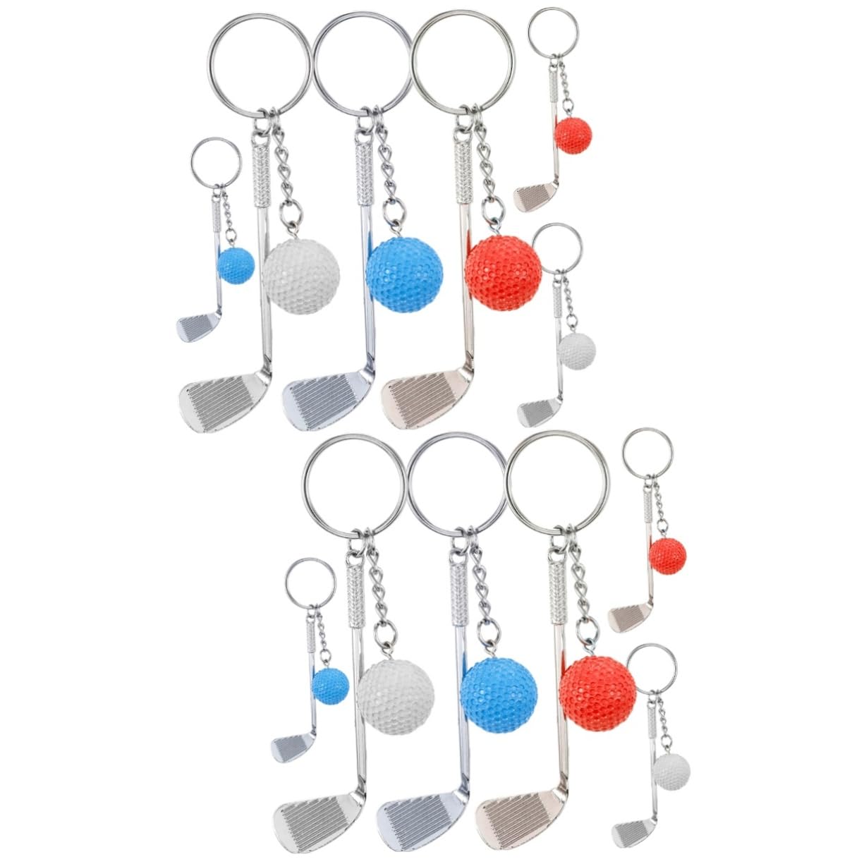Wakauto 12 Pcs Golf Keychain Set - Durable Golf Ball Keyrings, Sports Pendant Keychains for Backpacks, Cars, and Golf Carts - Perfect for Golf Enthusiasts and Bag Decorations