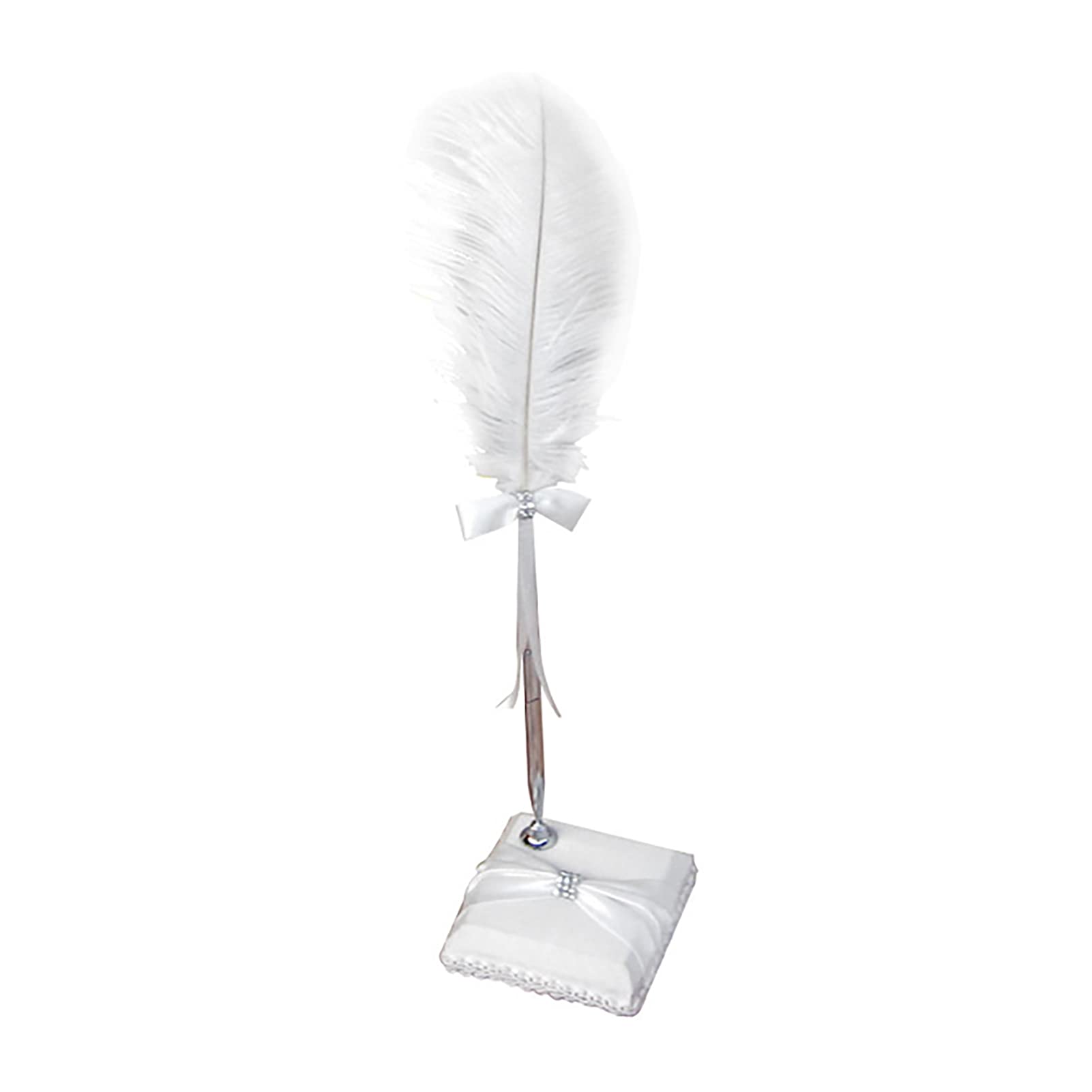 White Flower Girl Basket with Feather Pen - Elegant Wedding Basket for Flower Girls, Small White Handle Basket for Weddings & Special Occasions - Perfect for Bridal Showers, Ceremonies & Photo Shoots