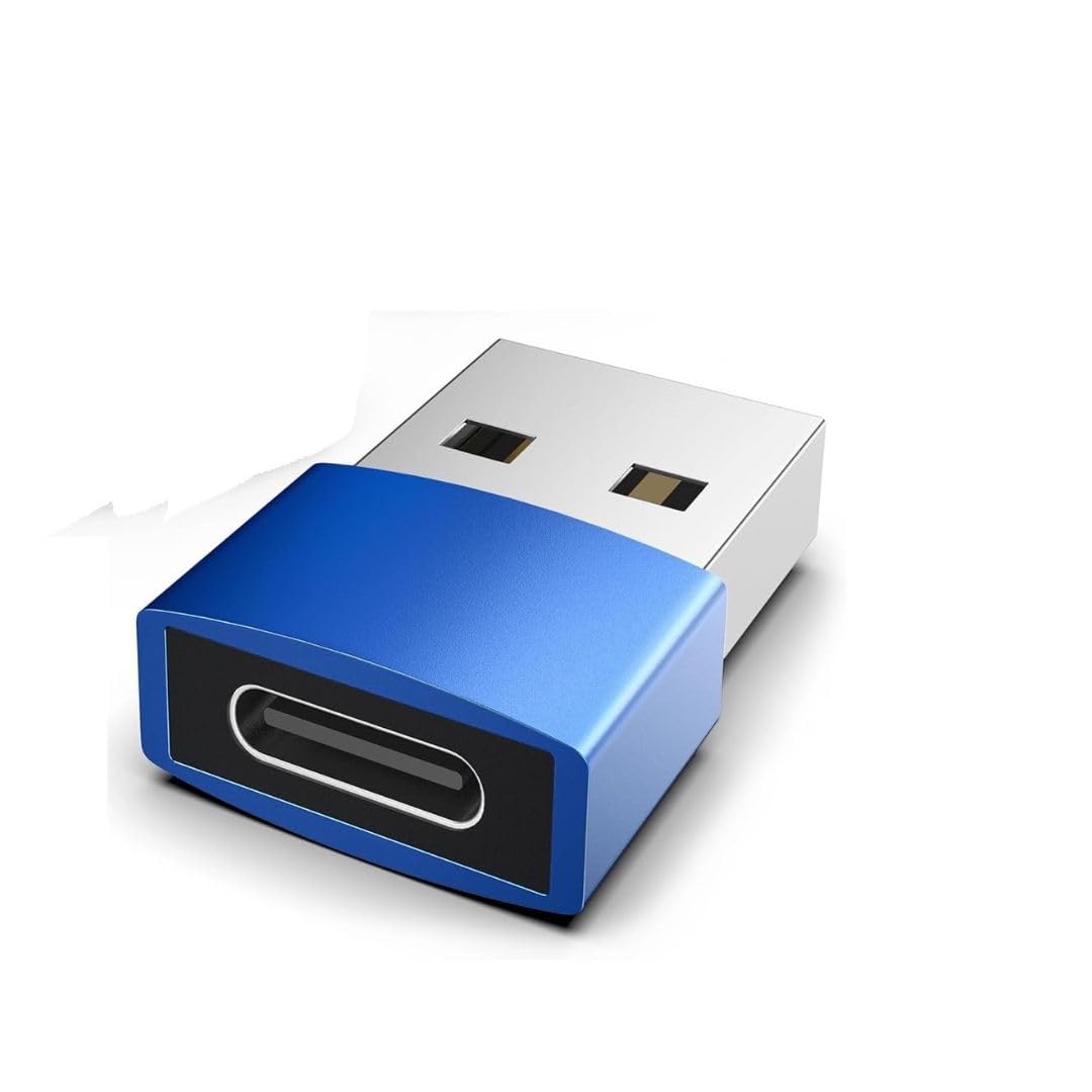 USB-C Female to USB Male Adapter, USB C to USB A Converter - Compatible with MacBook, Laptop, Tablet & Smartphones - High-Speed Data Transfer (Blue) - Perfect for Charging, File Transfer & Connecting Peripherals