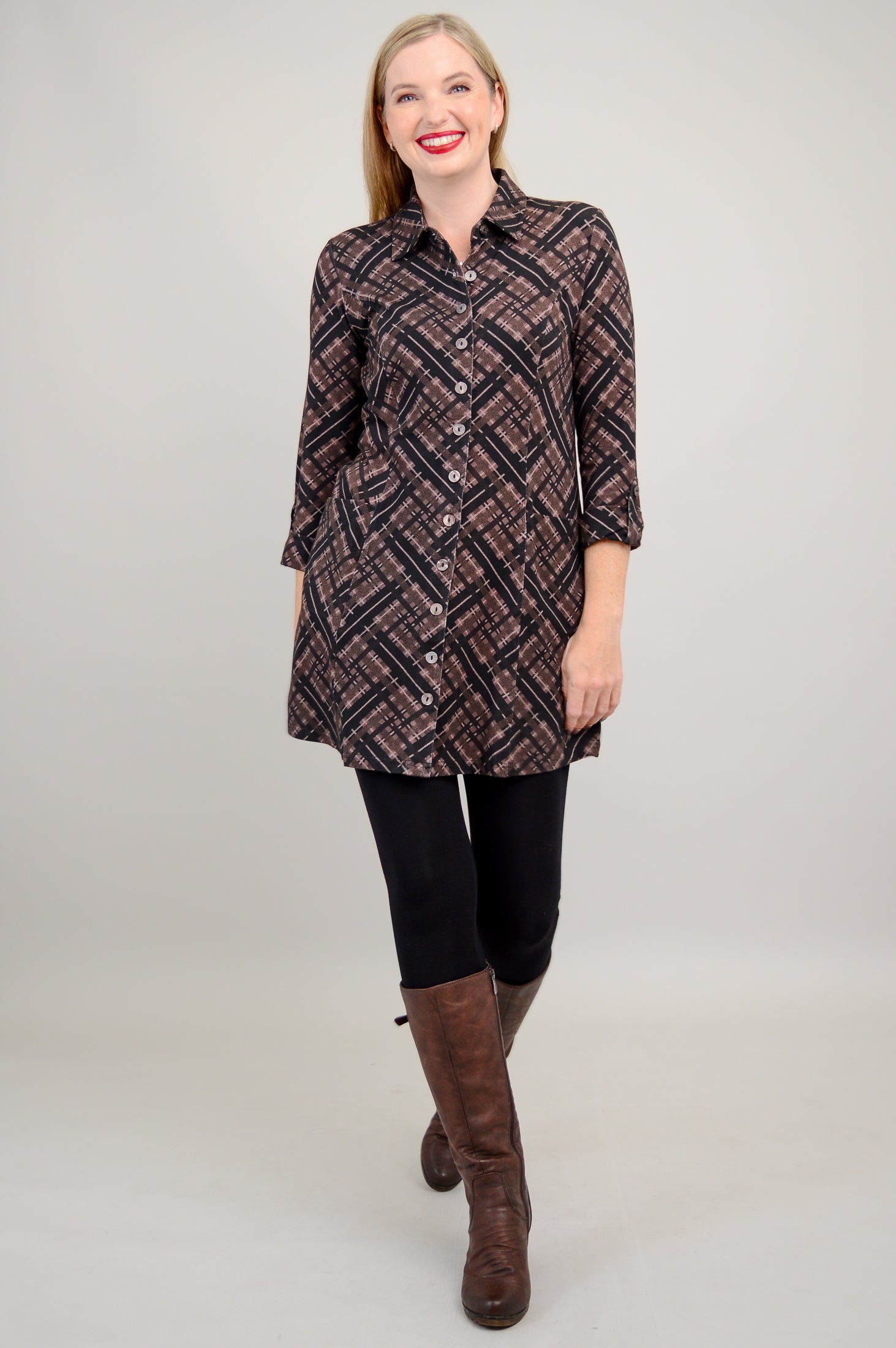 Charlie Tunic - Soft Bamboo Fabric Plaid Tops for Women | Final Sale | Perfect for Casual Wear, Office Outfits & Weekend Brunch