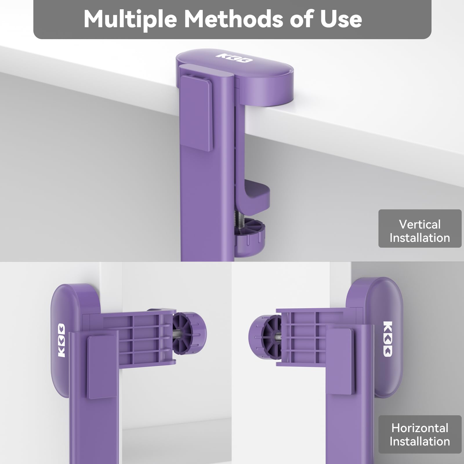 2 in 1 Rotatable Under Desk Headphone Hanger & Cup Holder - Space Saving Desk Clamp Mount for Headset and Coffee/Water Mugs - Perfect for Gaming, Office & Home Workspace (Purple)