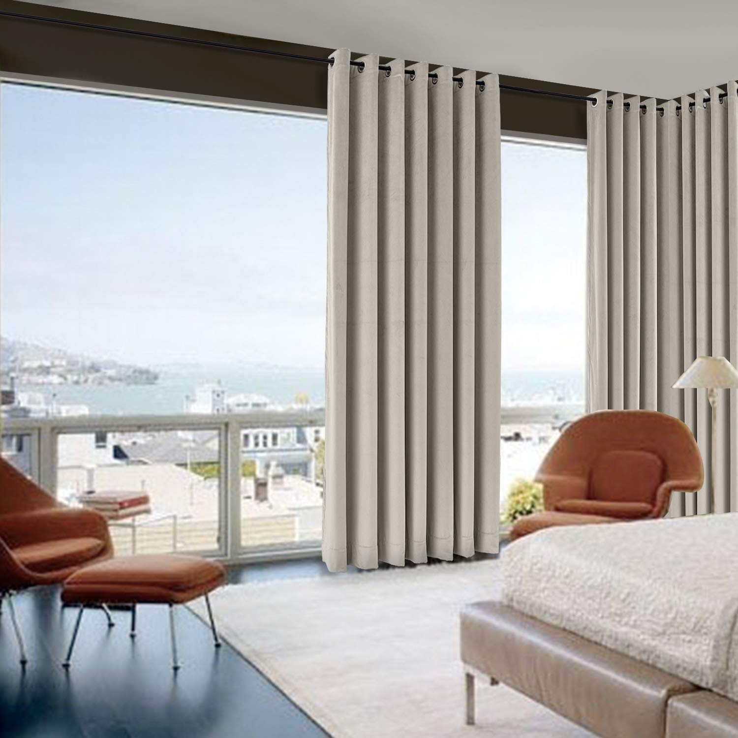 Prim Solid Velvet Thermal Insulated Blackout Curtains - Extra Wide Room Darkening Window Drapes (100x96 Inches, 1 Panel) for Bedroom, Living Room & Home Theater